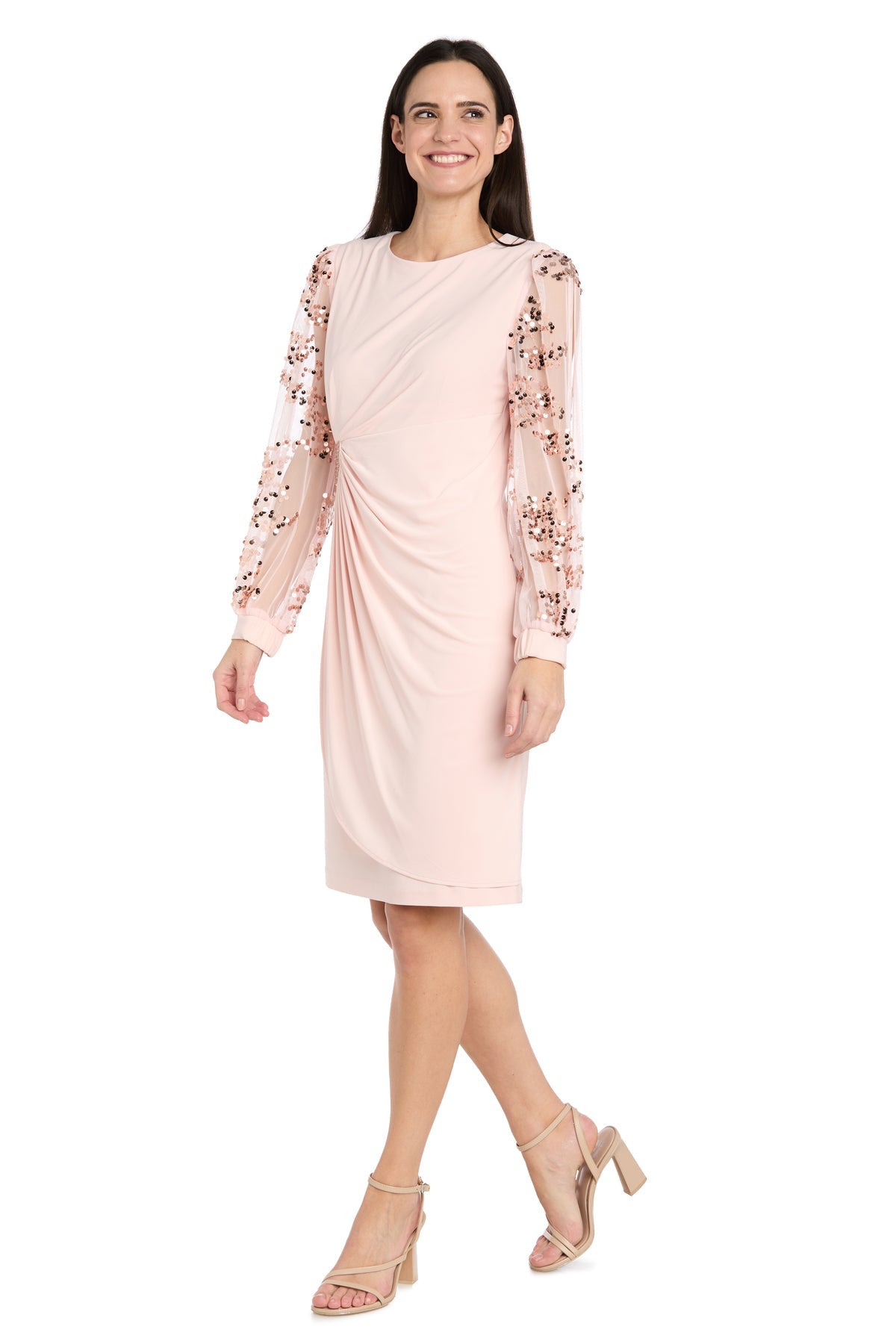 Jewel Neck Knee-Length Jersey Cocktail Sheath/Column R&M Richards 4526P