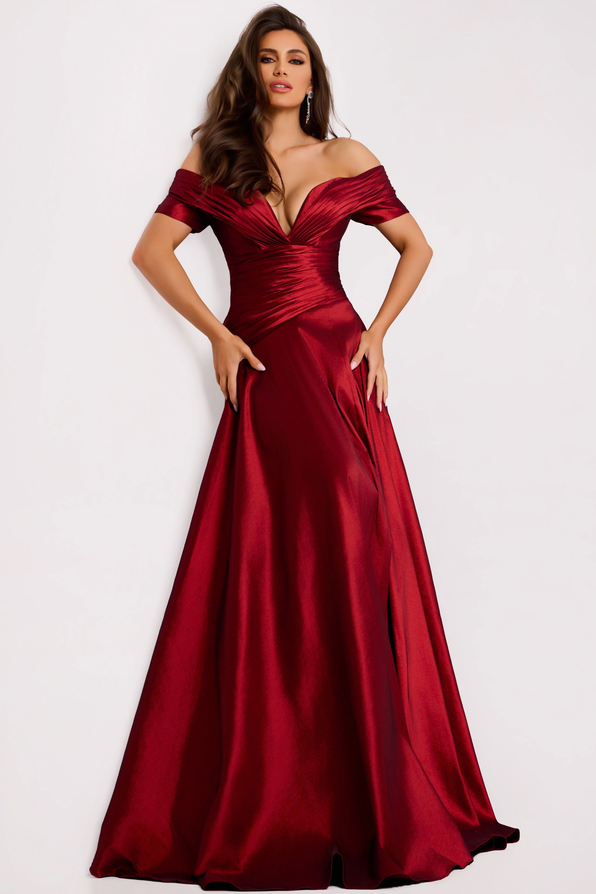 Prom Dresses Long A Line Formal Ruffle Prom Dress Jovani 45276 Burgundy