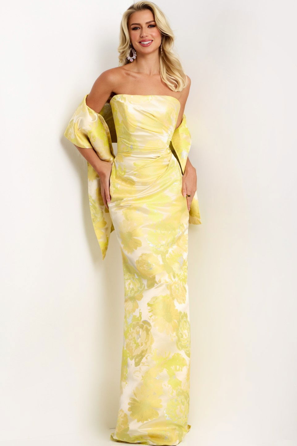 Formal Dresses Long Prom Formal Floral Evening Dress Jovani 45289 Yellow