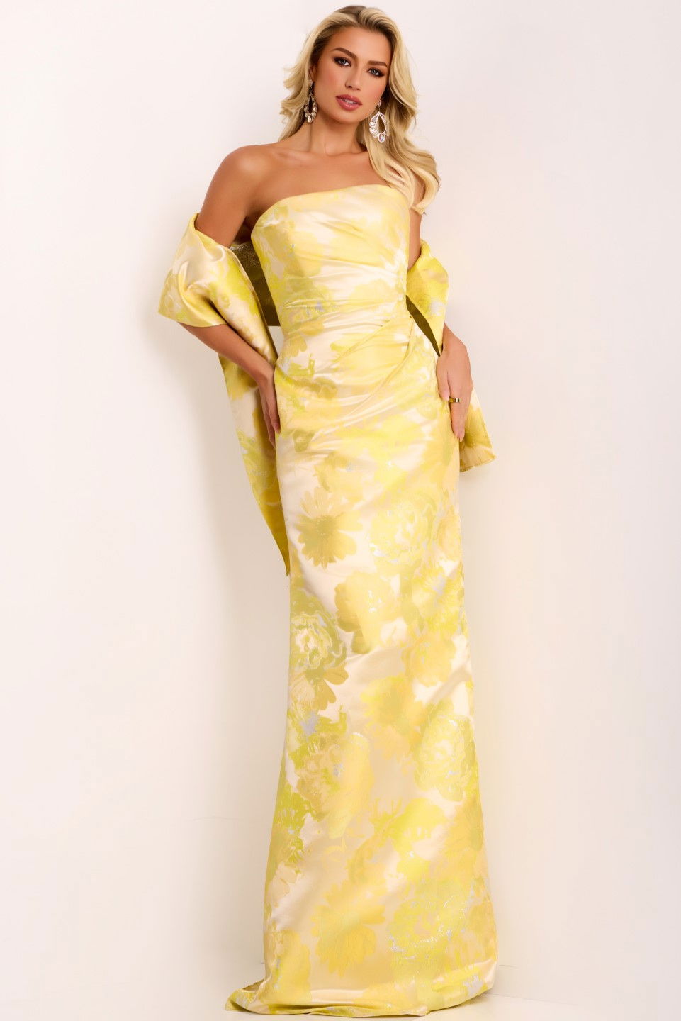 Formal Dresses Long Prom Formal Floral Evening Dress Jovani 45289 Yellow