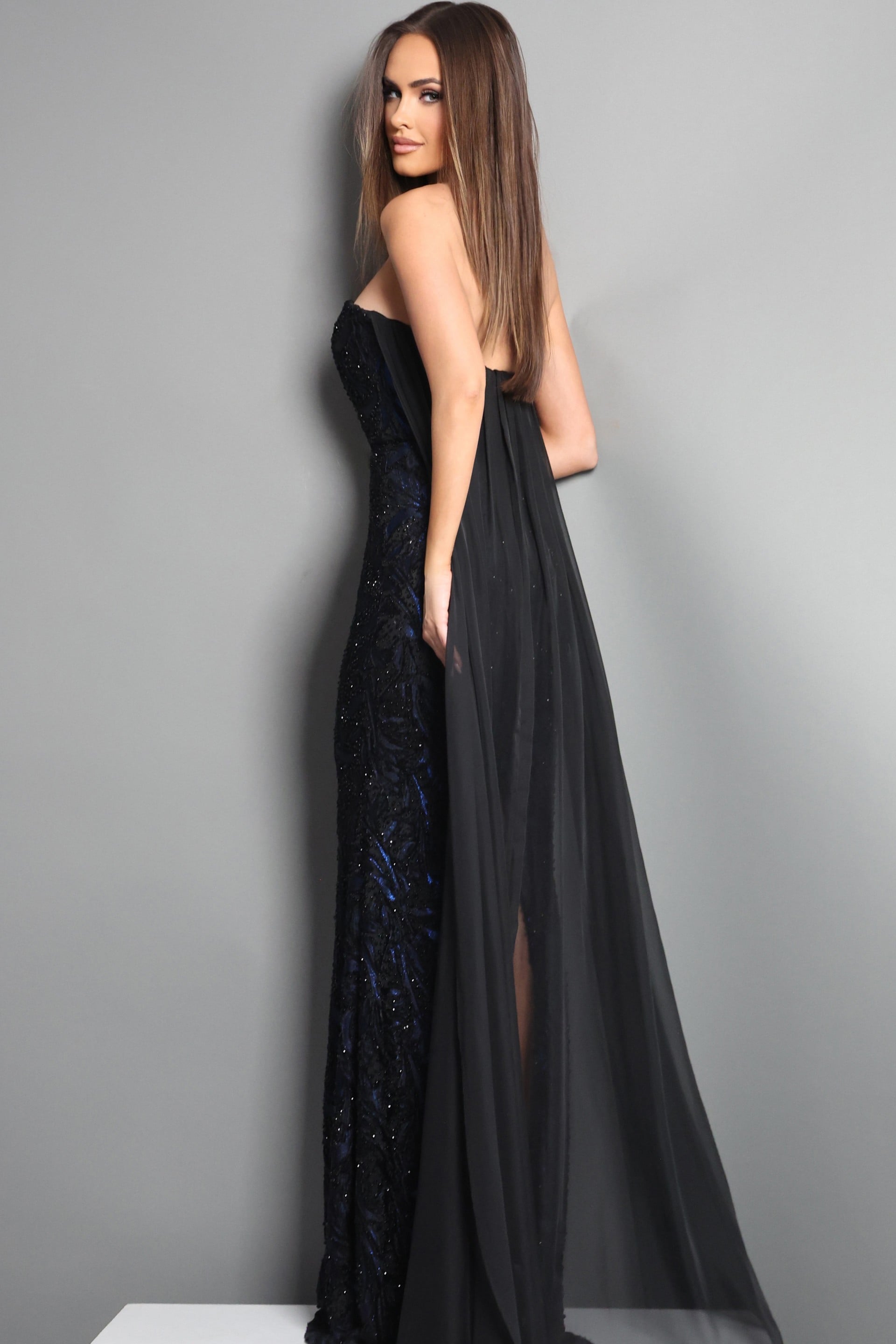 Strapless Floor-Length Sequin Prom Sheath Jovani 45306