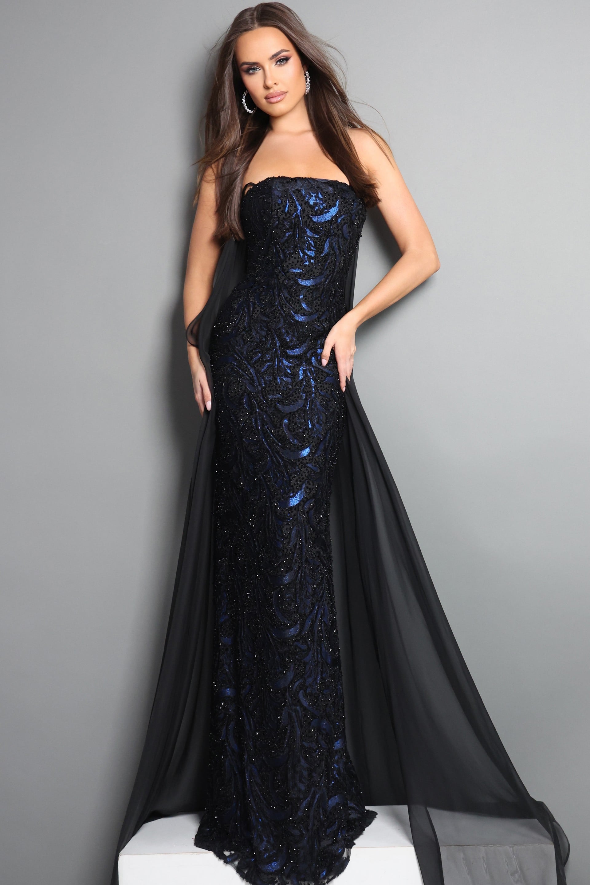 Strapless Floor-Length Sequin Prom Sheath Jovani 45306