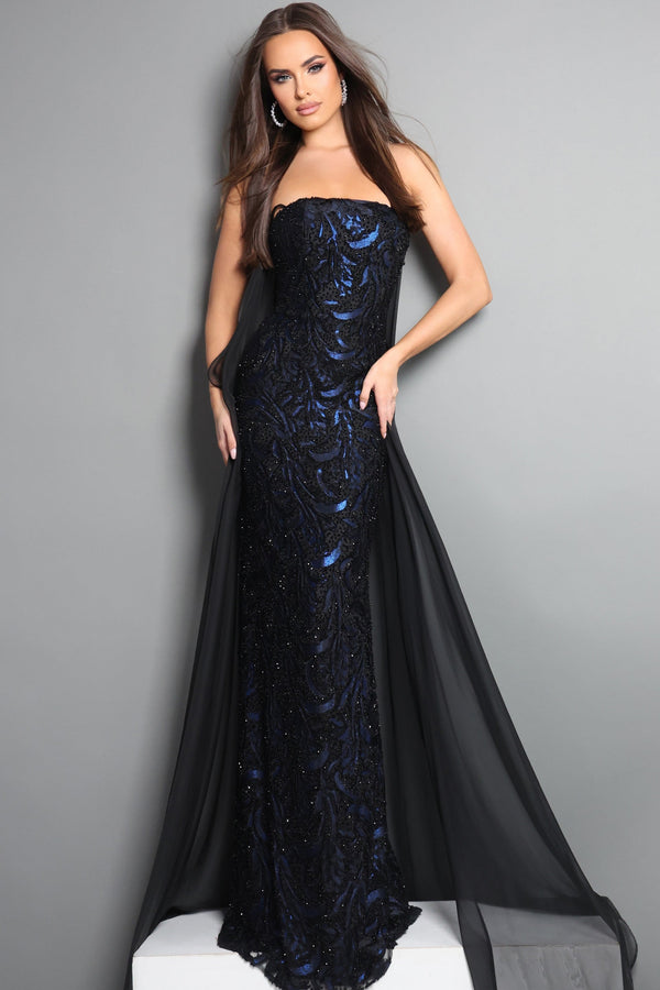 Strapless Floor-Length Sequin Prom Sheath Jovani 45306