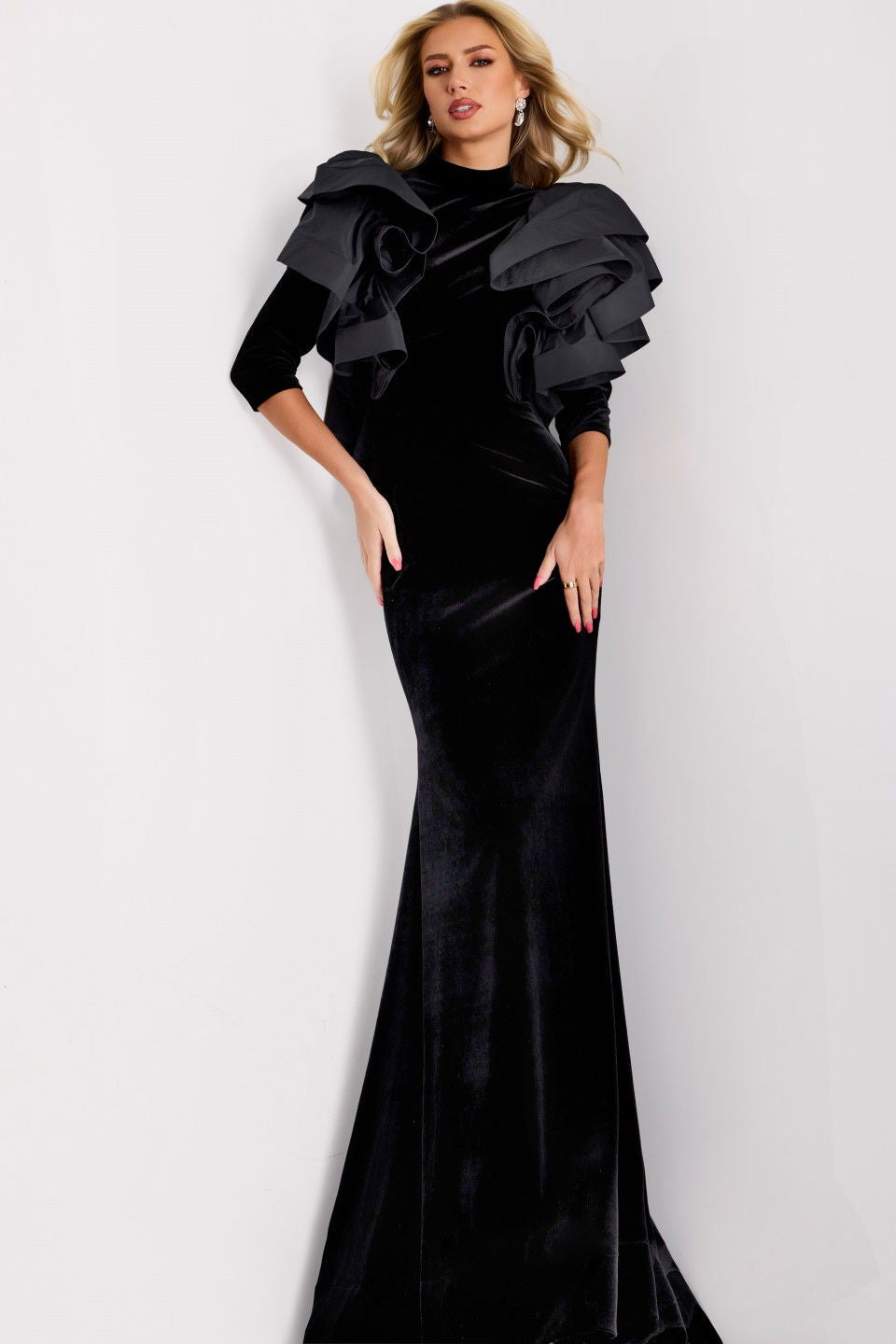 Formal Dresses Long Mermaid Prom Formal Ruffle Dress Jovani 45322 Black