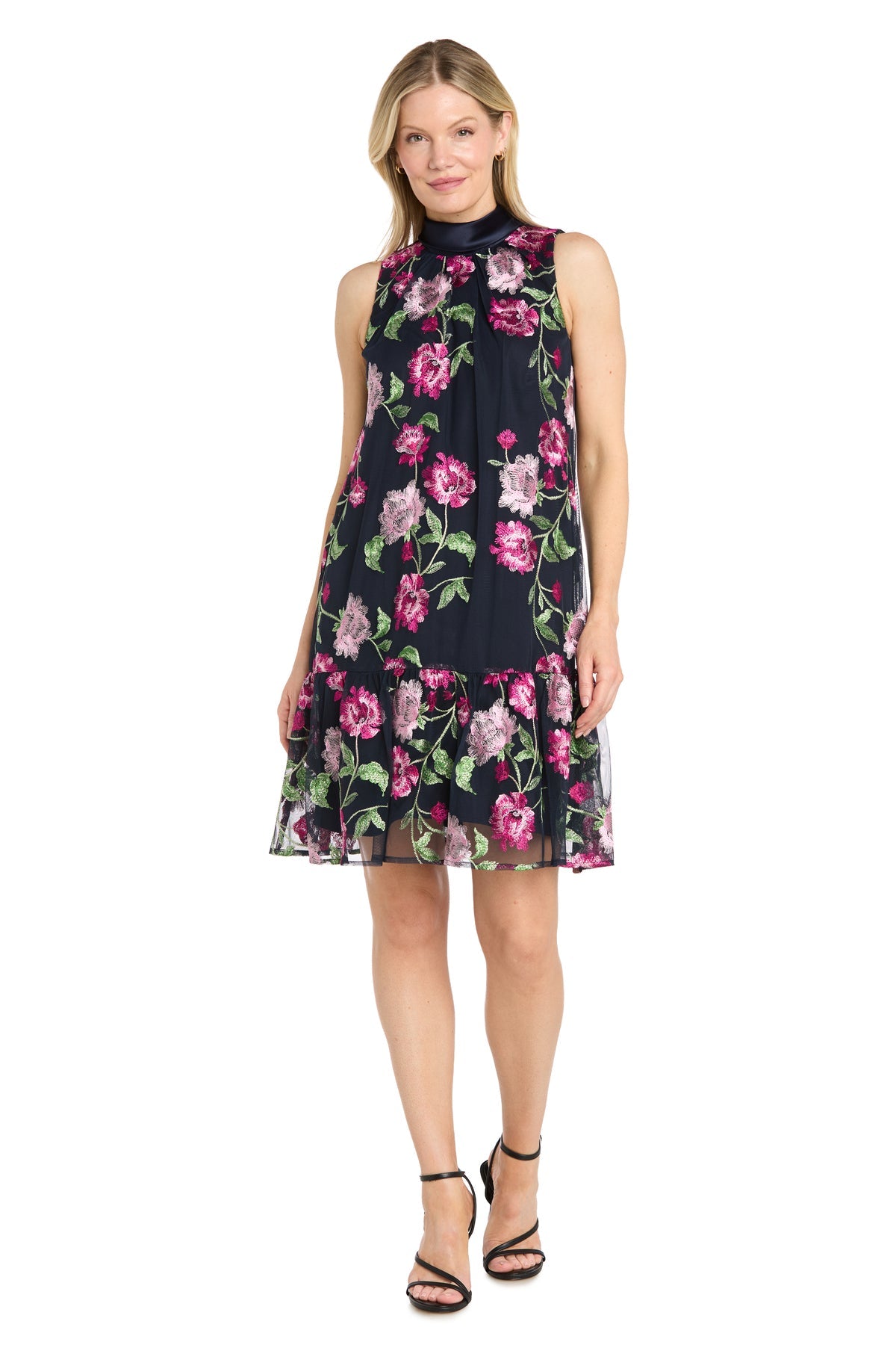 Crew/High-Neck Knee-Length Tulle Cocktail A-Line R&M Richards 4533
