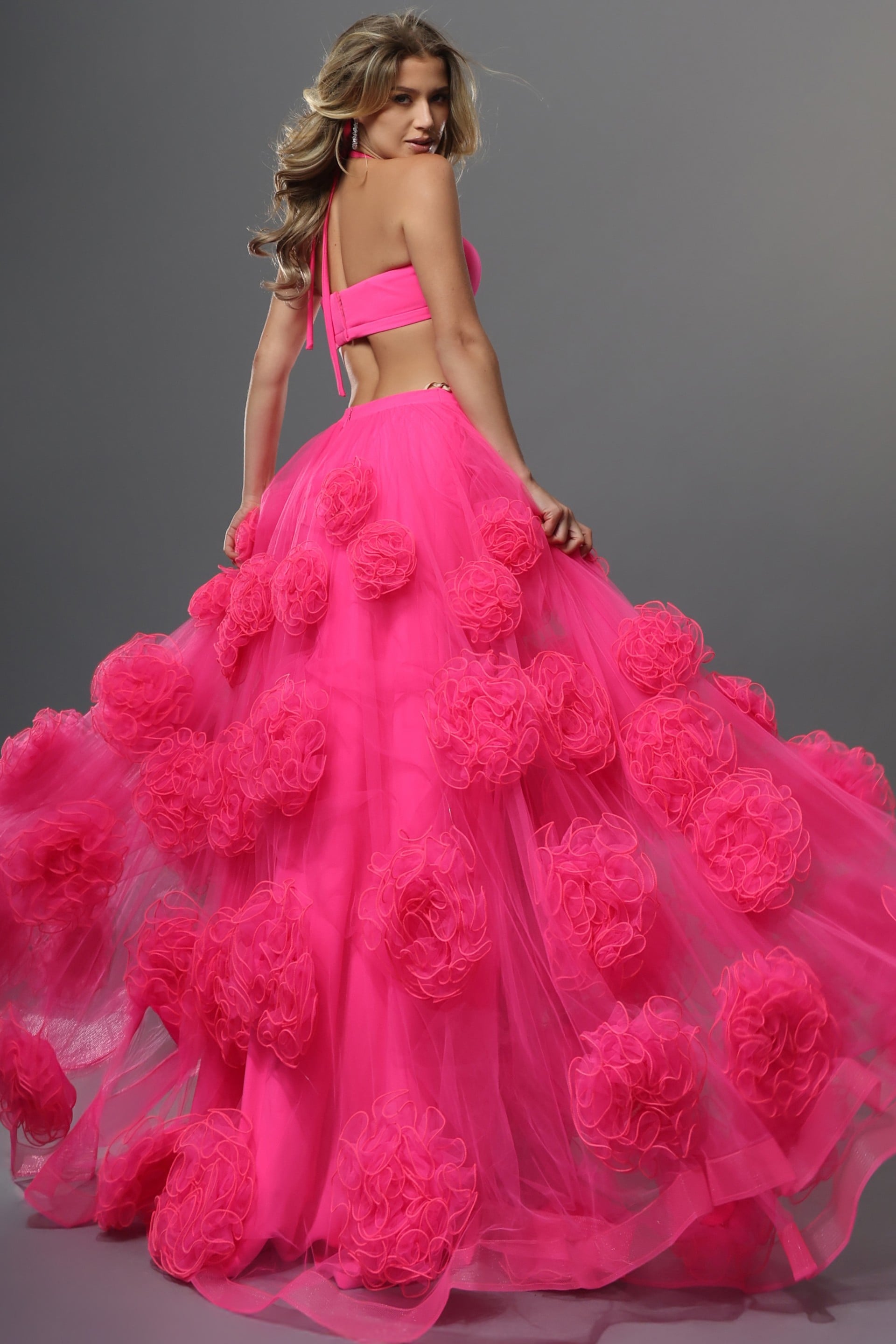 Halter Floor-Length Tulle Prom Ball Gown Jovani 45343