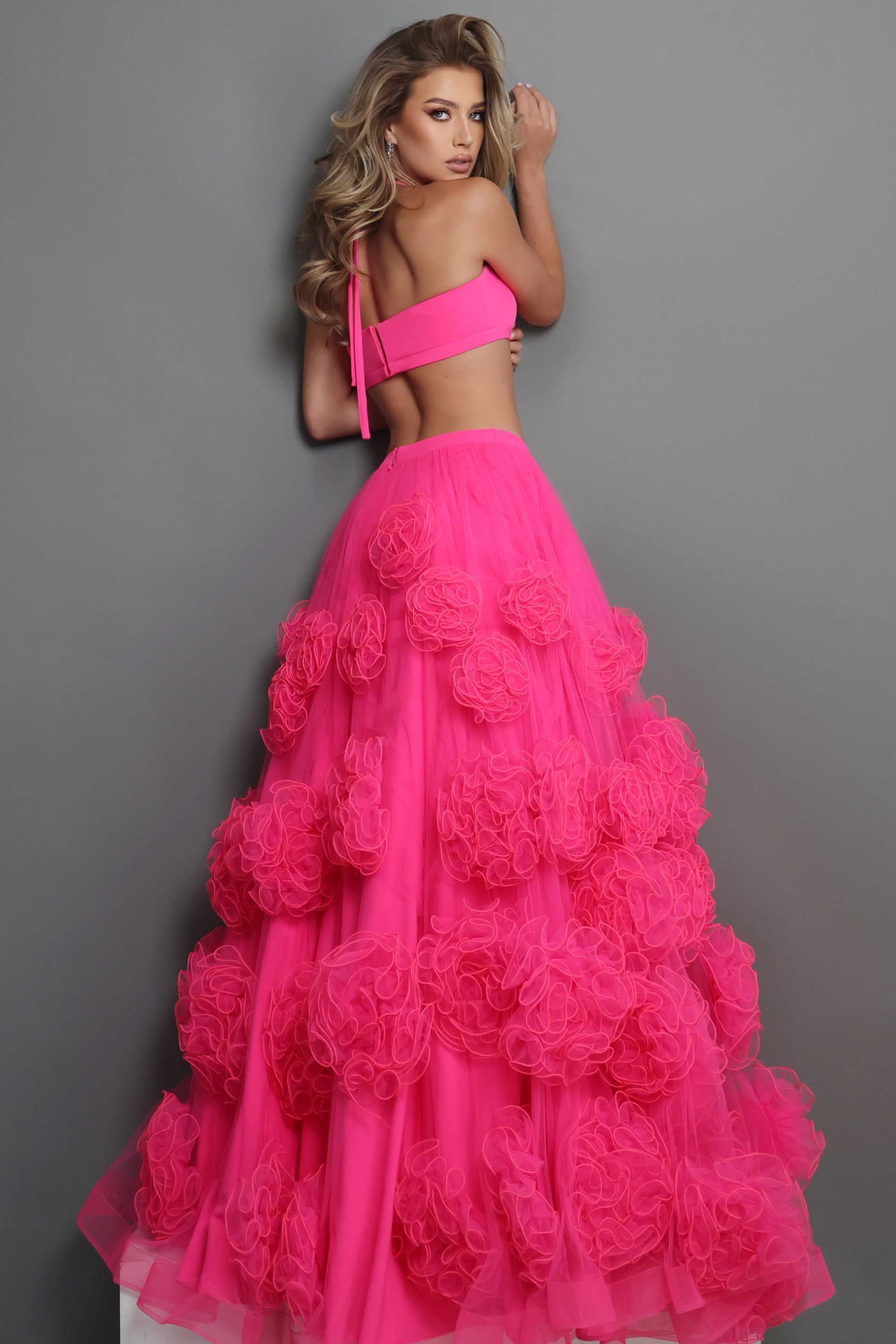 Halter Floor-Length Tulle Prom Ball Gown Jovani 45343