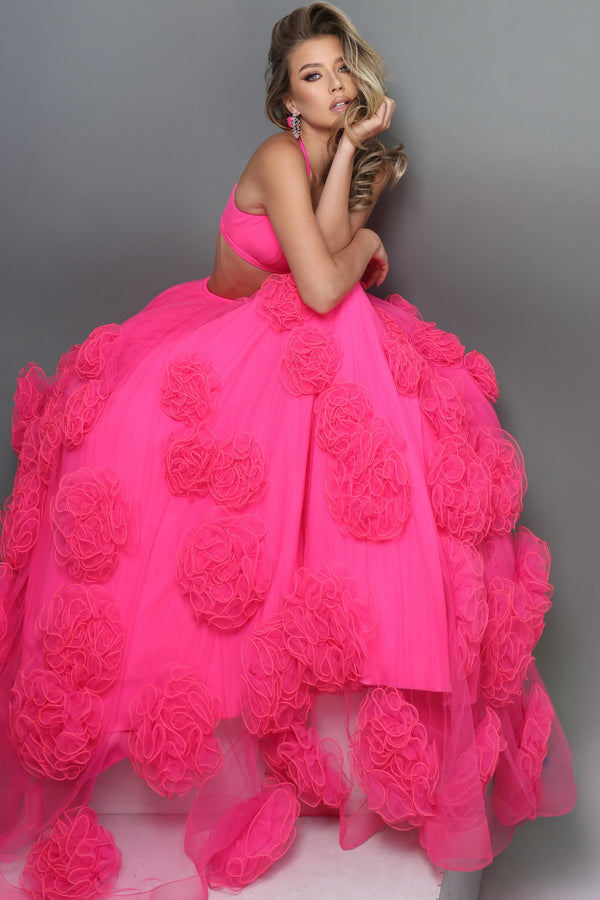 Halter Floor-Length Tulle Prom Ball Gown Jovani 45343