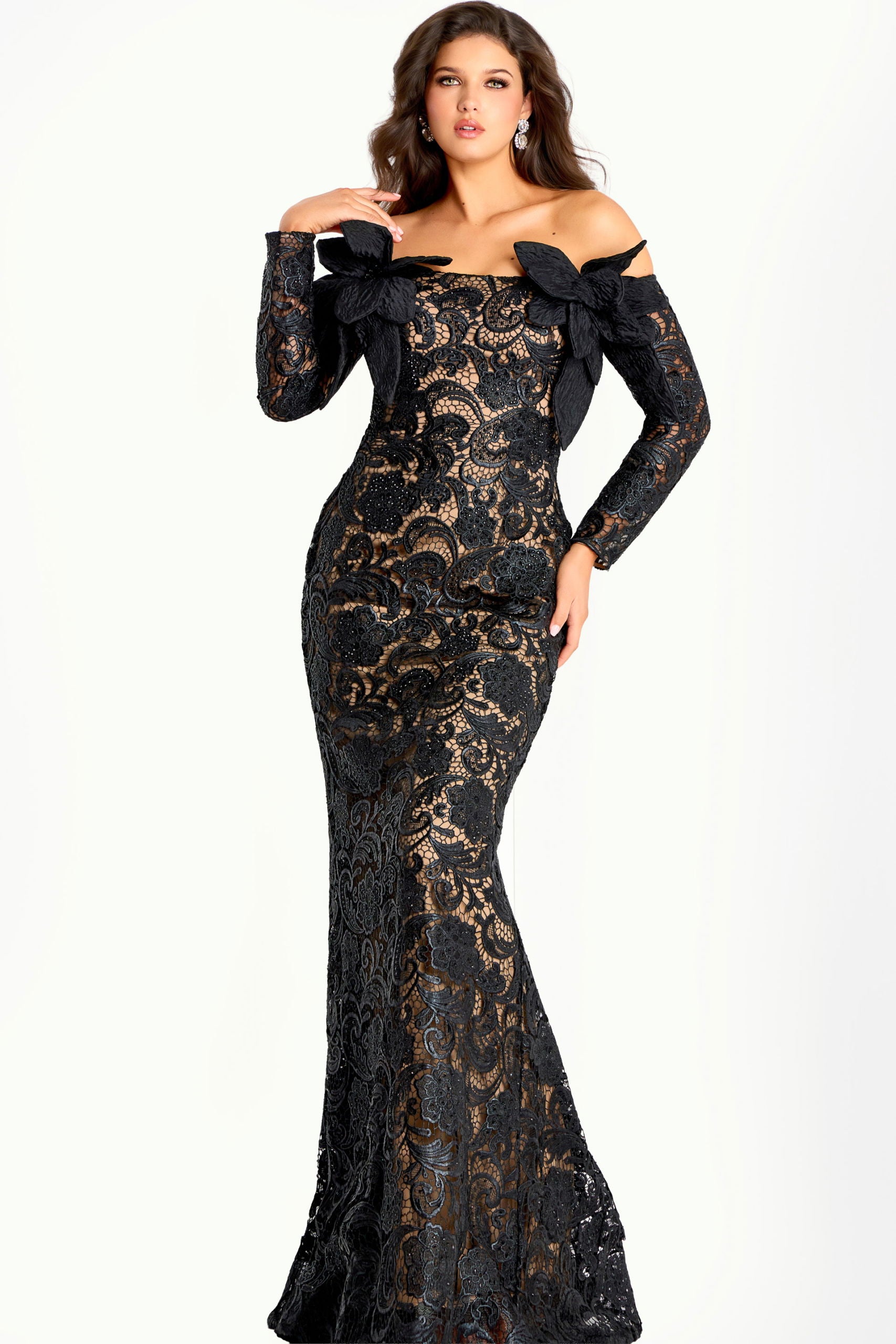 Formal Dresses Long Lace Prom Formal Mermaid Dress Jovani 45345 Black