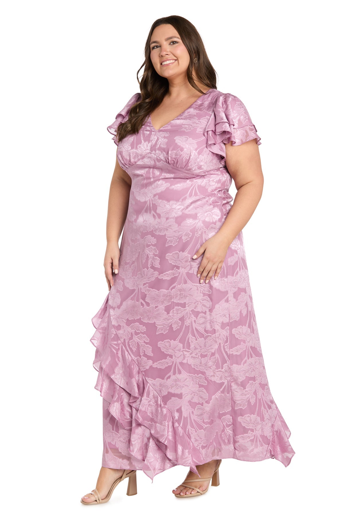 V-Neck Floor-Length Chiffon Formal A-Line R&M Richards 4534W