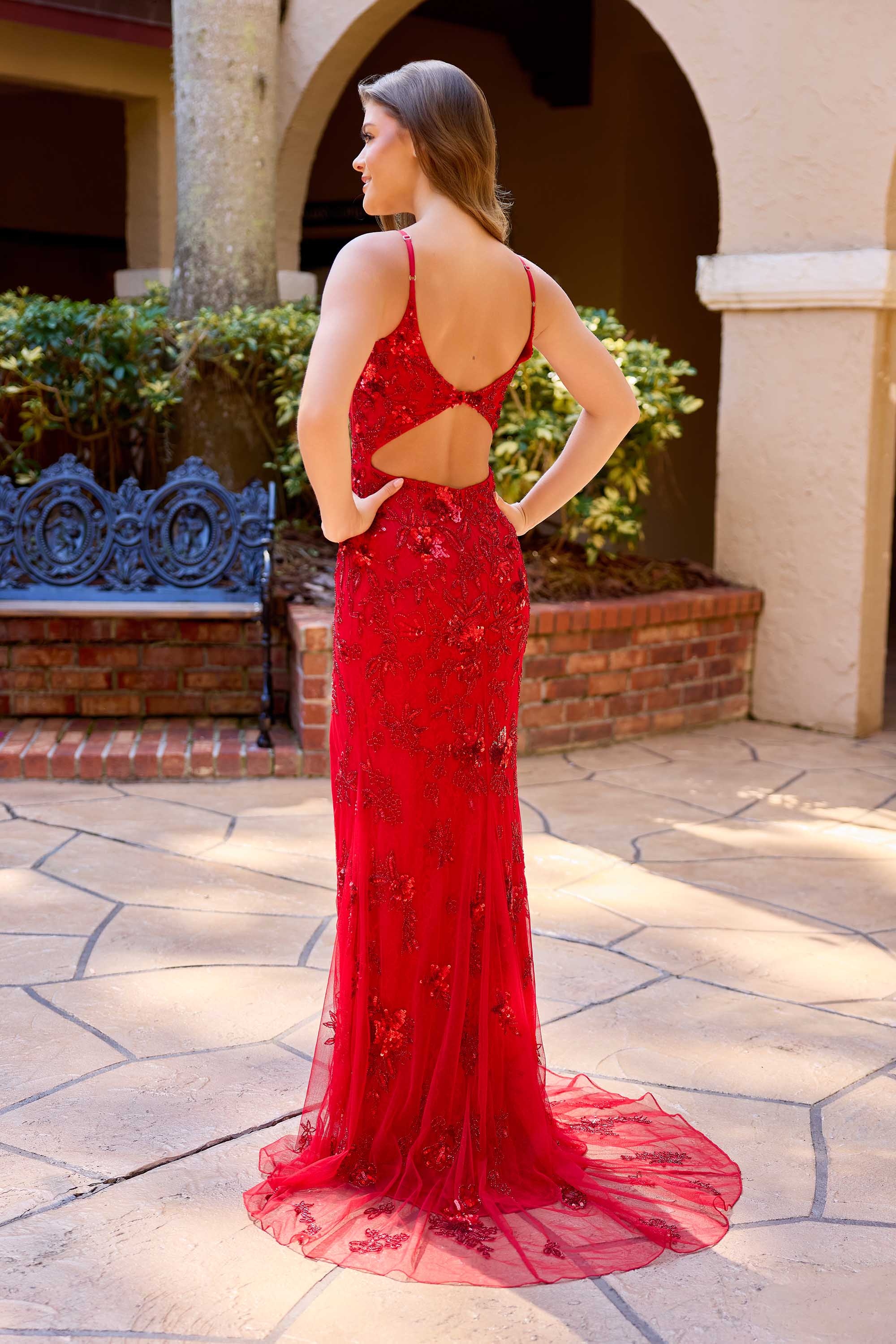 Prom Dresses Sequin Corset Fitted Prom Dress Red