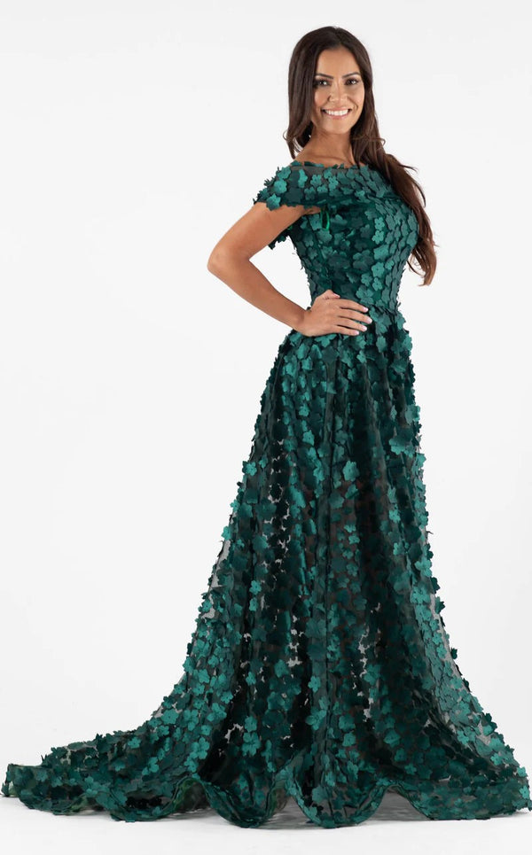 Jessica Angel 453 A Line Long Formal Floral Prom Dress