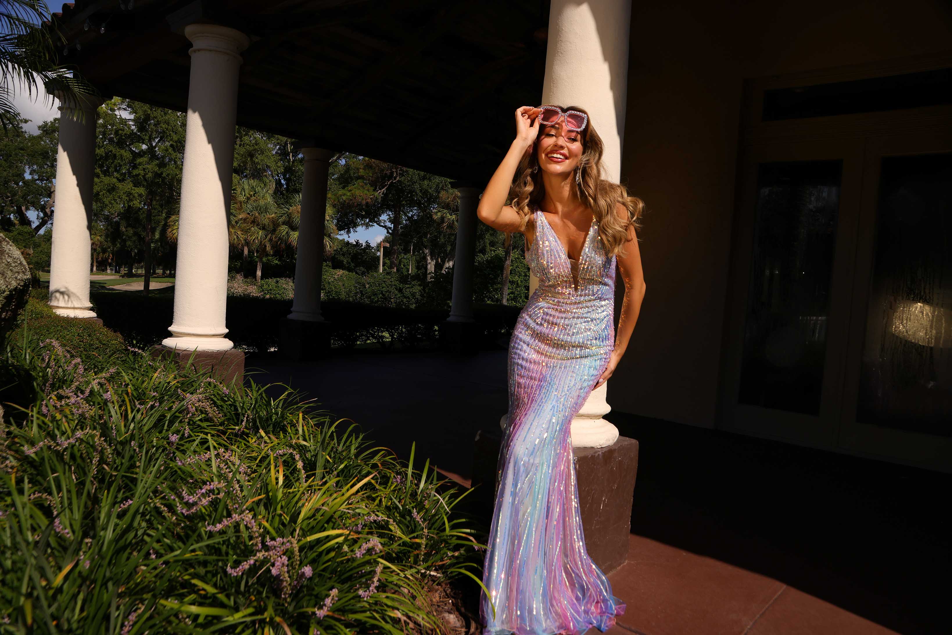 Prom Dresses Long Formal Beaded Fitted Prom Dress Primavera Couture 4542 Multi