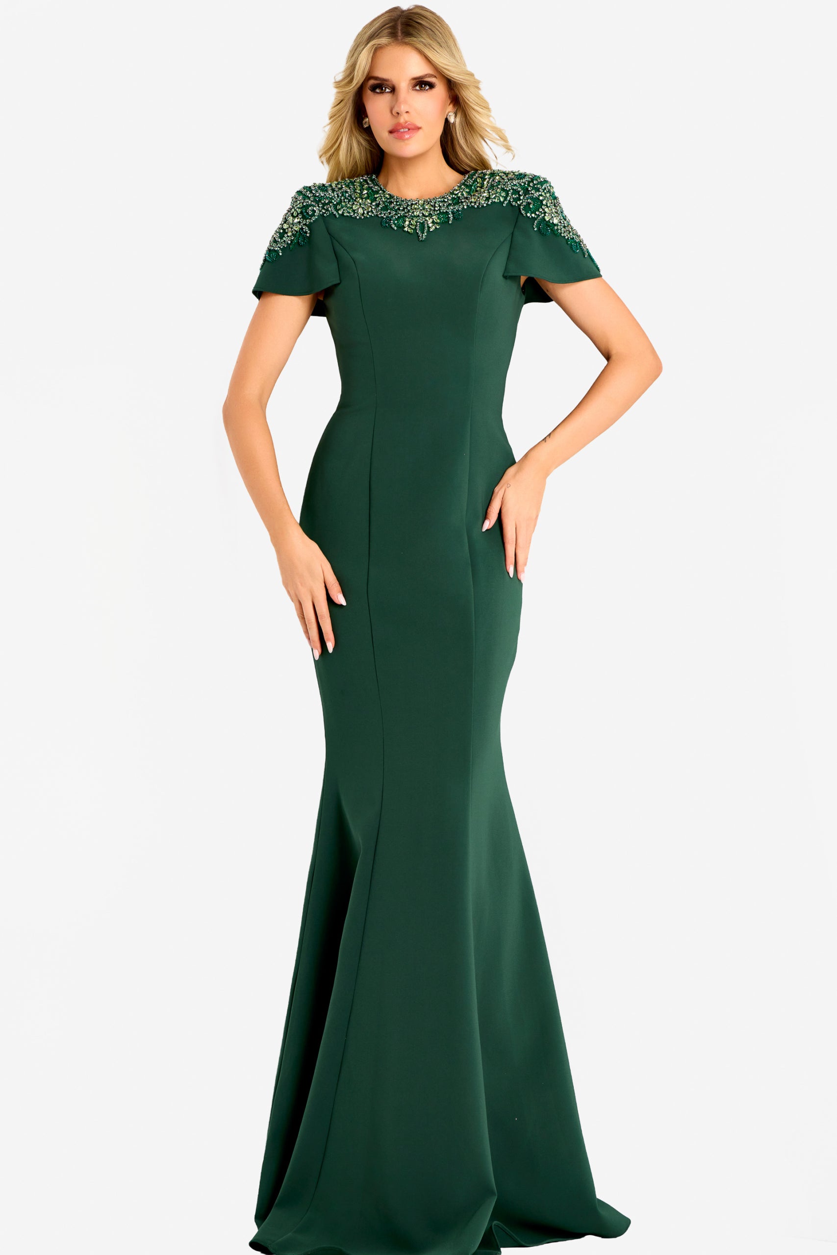 Mother of the Bride Dresses Mermaid Long Formal Beaded Mother of the Bride Dress Jovani 45477 Hunter