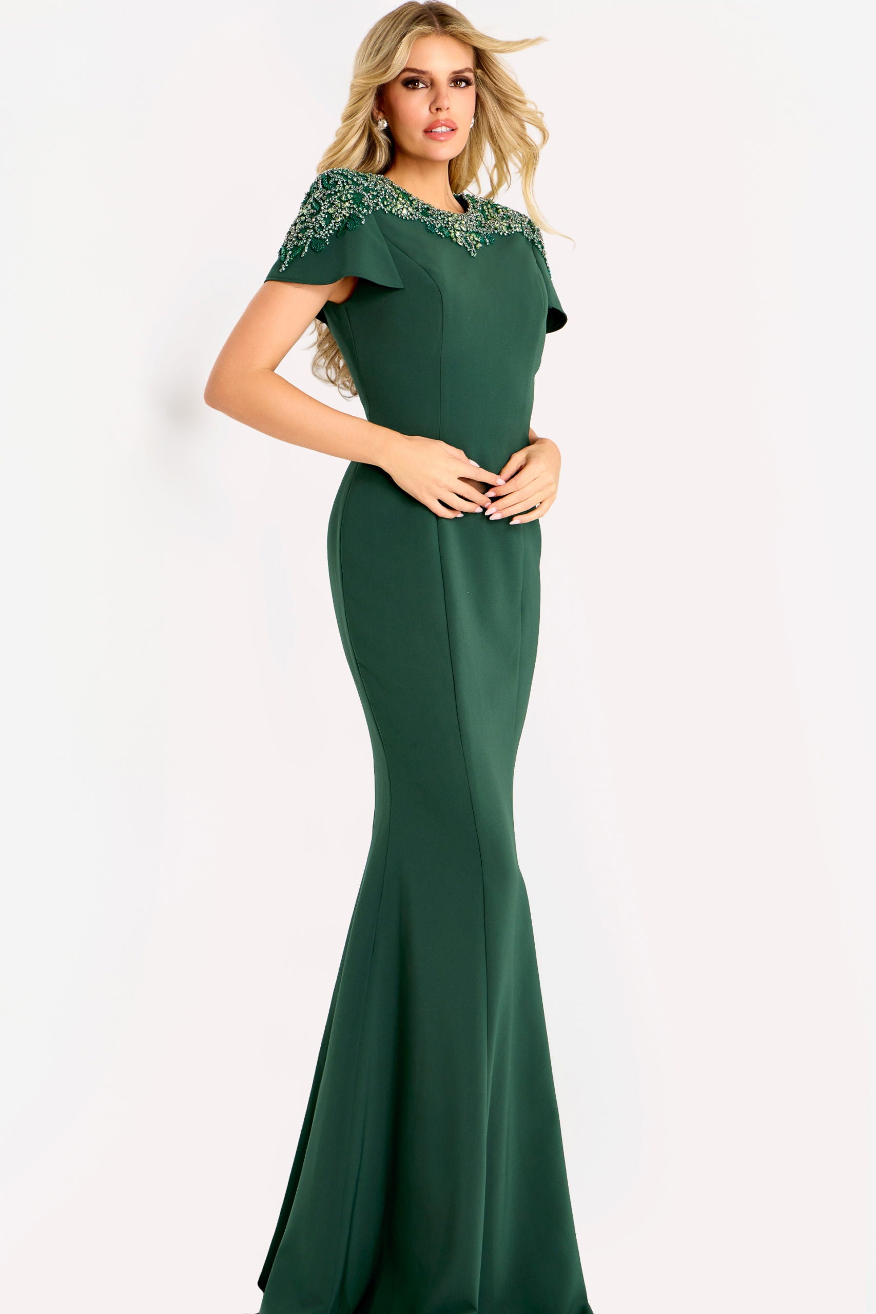 Mother of the Bride Dresses Mermaid Long Formal Beaded Mother of the Bride Dress Jovani 45477 Hunter