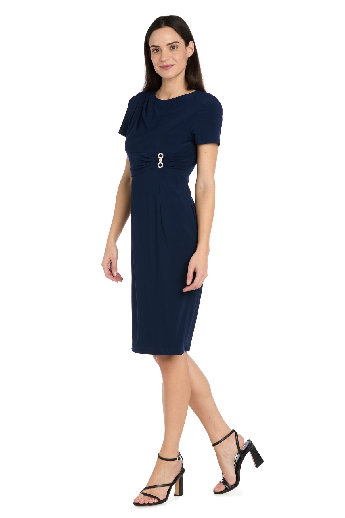 Crew/High-Neck Knee-Length Jersey Formal Sheath R&M Richards 4556