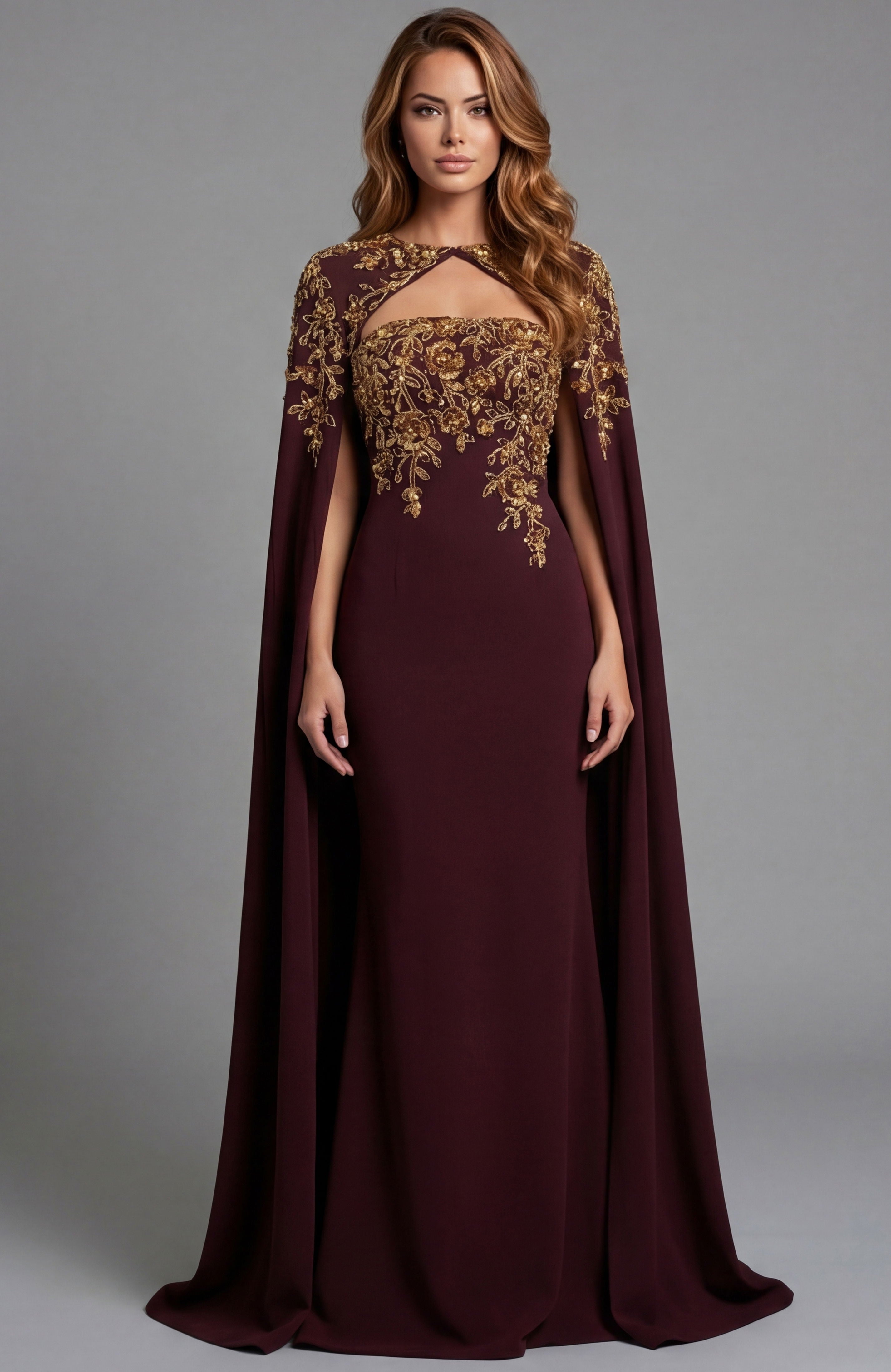 Mother of the Bride Dresses Long Formal Cape Mermaid Mother of the Bride Dress Jovani 45582 Brown