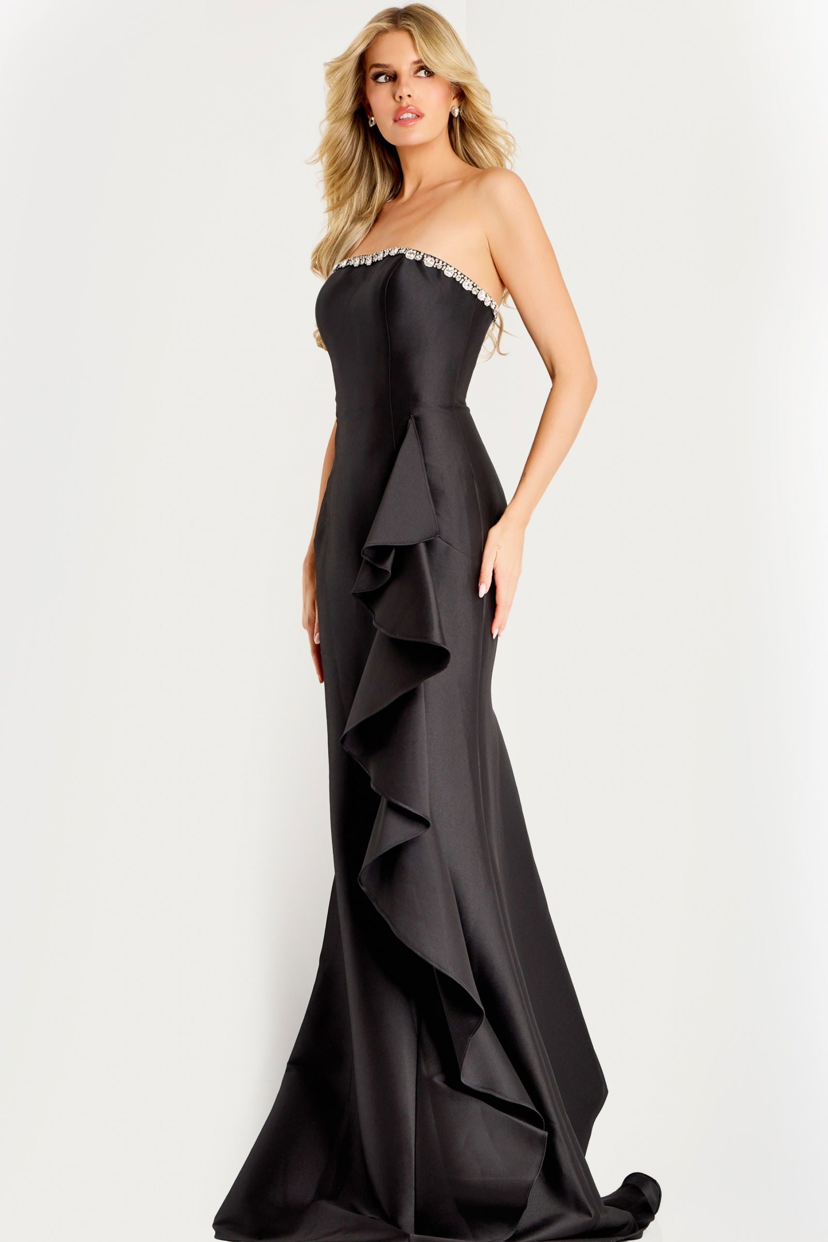 Formal Dresses Long Ruffle Prom Formal Mermaid Dress Jovani 45586 Black