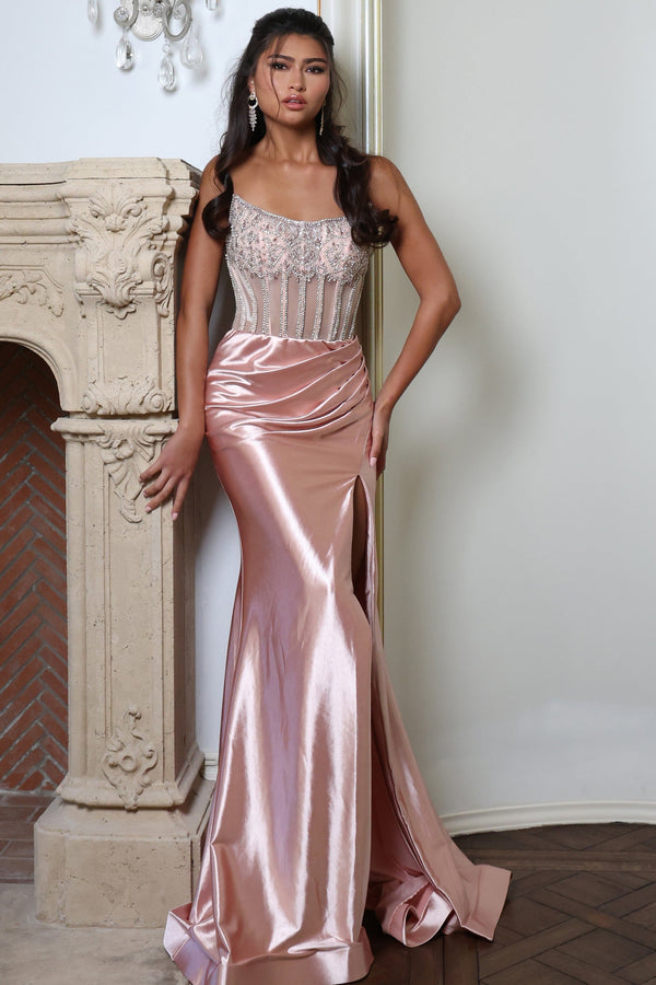 Jovani 45593 Formal Long Fitted Beaded Corset Prom Dress