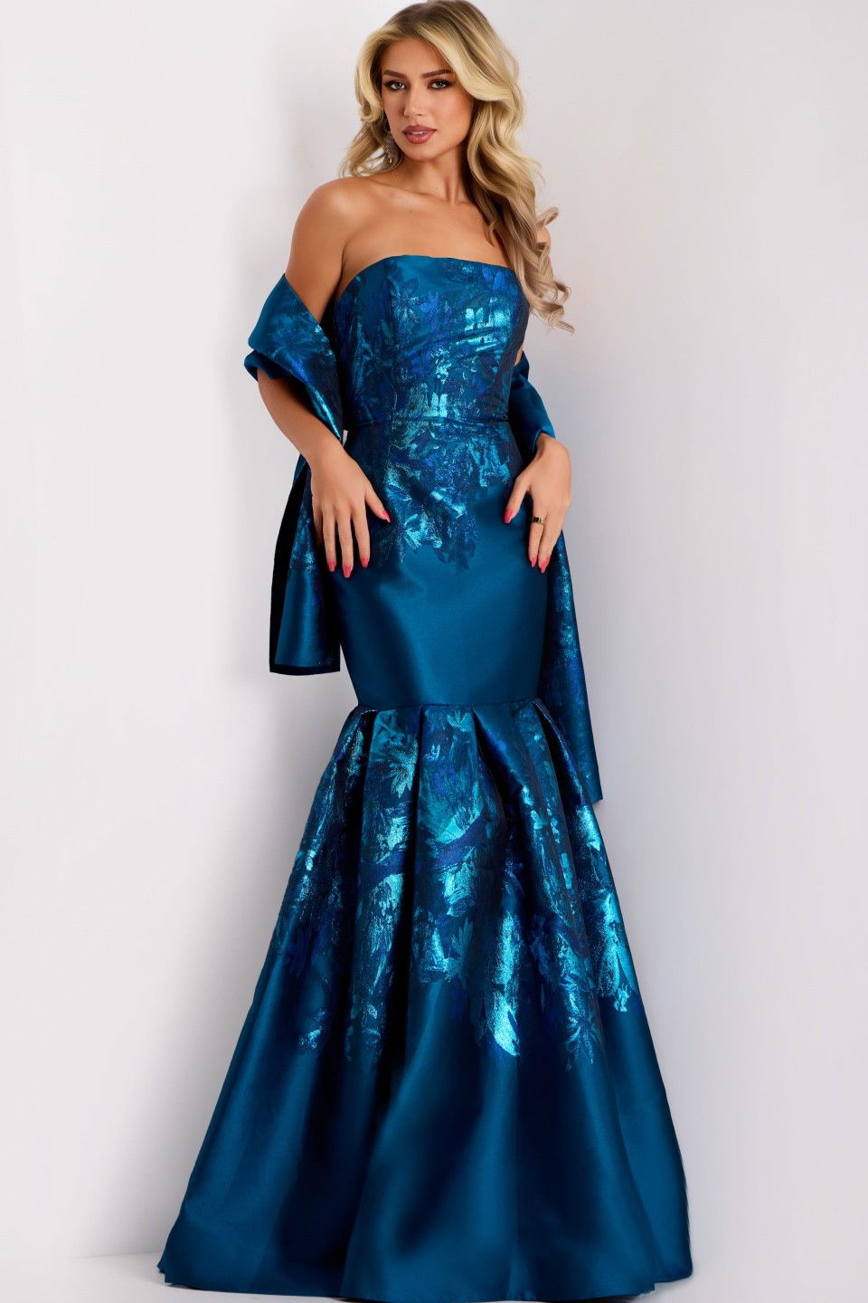 Formal Dresses Long Metallic Mermaid Formal Prom Dress Jovani 45614 Peacock