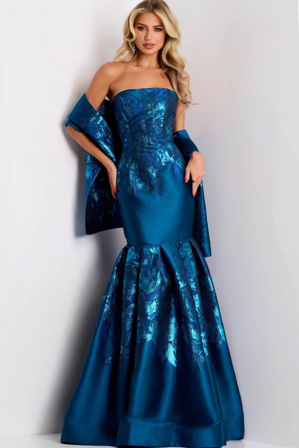 Formal Dresses Long Metallic Mermaid Formal Prom Dress Jovani 45614 Peacock