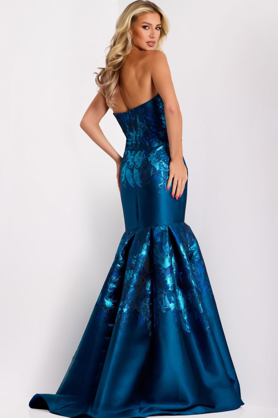 Formal Dresses Long Metallic Mermaid Formal Prom Dress Jovani 45614 Peacock