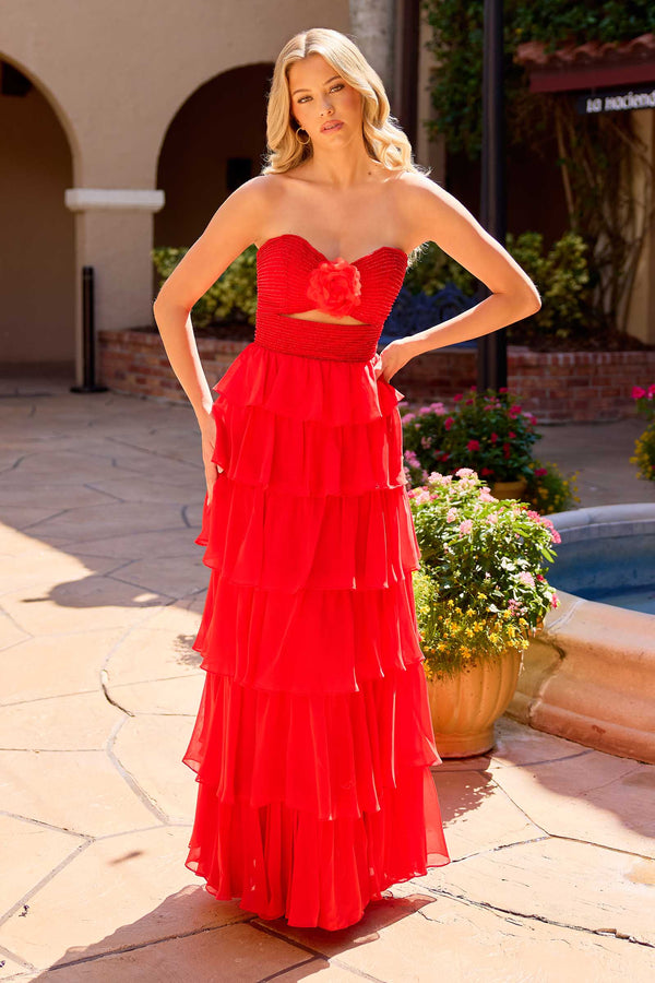 Primavera Couture 4563 Long Ruffle Formal Prom Dress