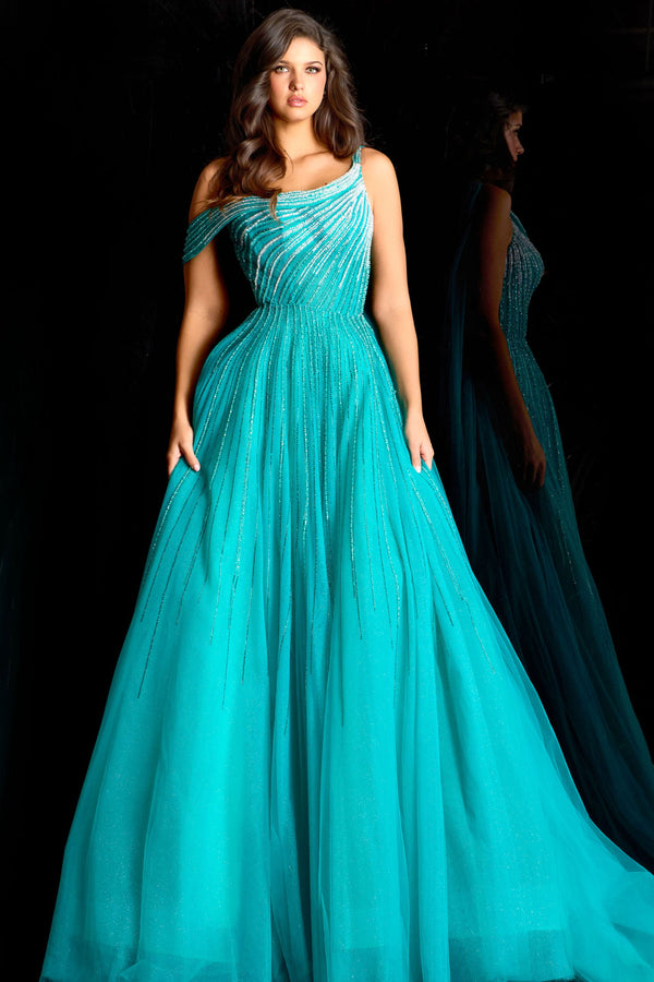 Long Glitter A Line Formal Prom Dress Jovani 45645