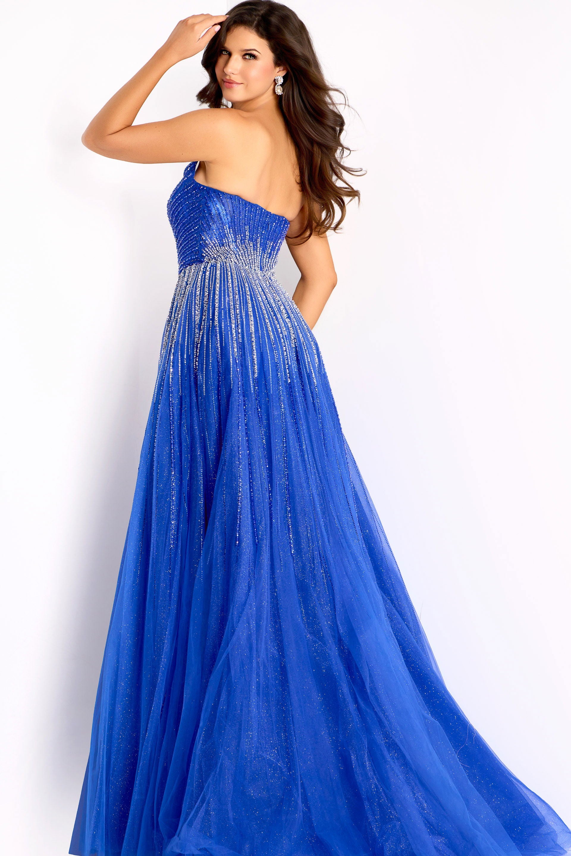 Prom Dresses Long Formal Beaded Prom A Line Dress Jovani 45649 Blue