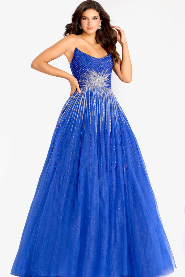 Long Formal Beaded Prom A Line Dress Jovani 45649