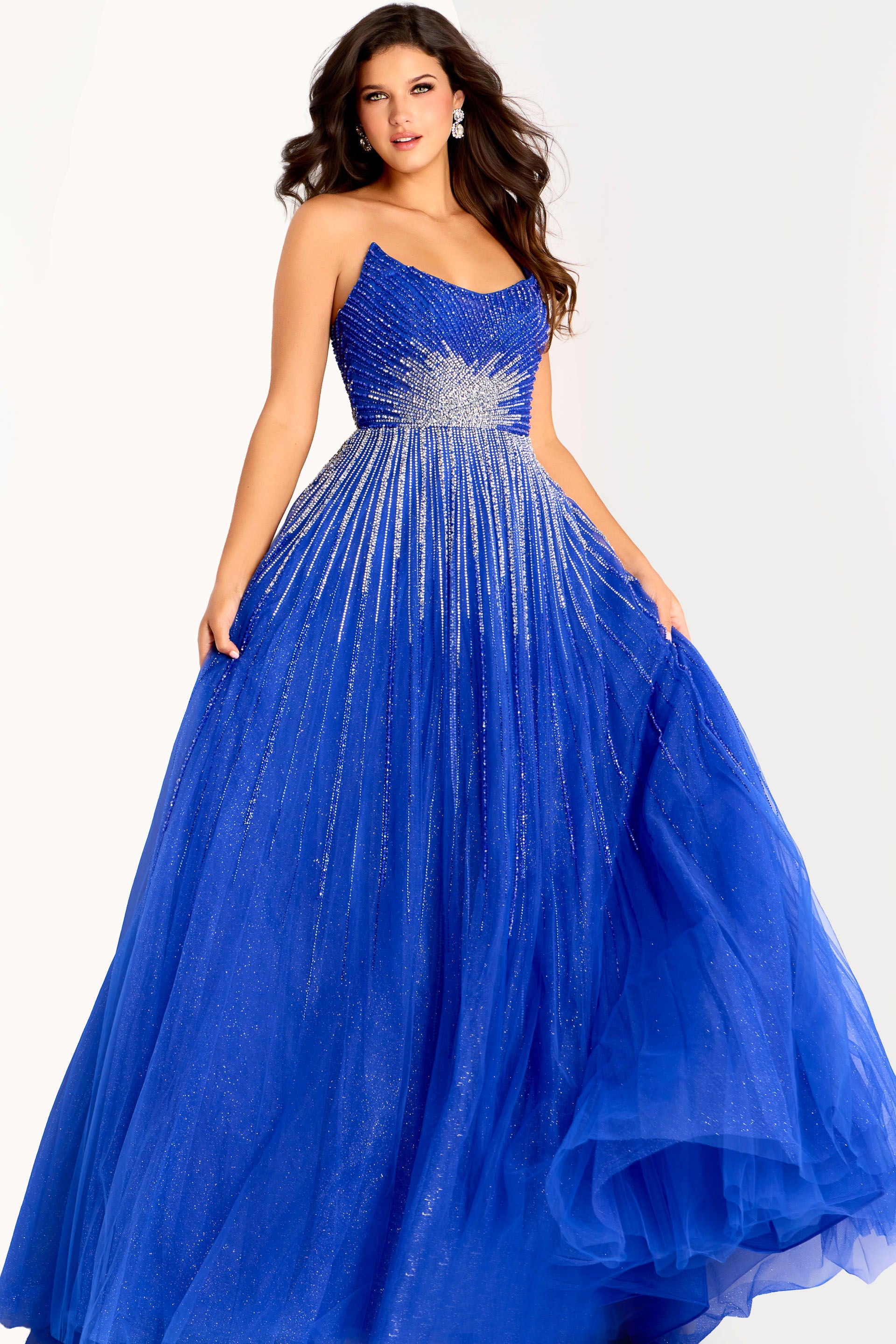 Prom Dresses Long Formal Beaded Prom A Line Dress Jovani 45649 Blue