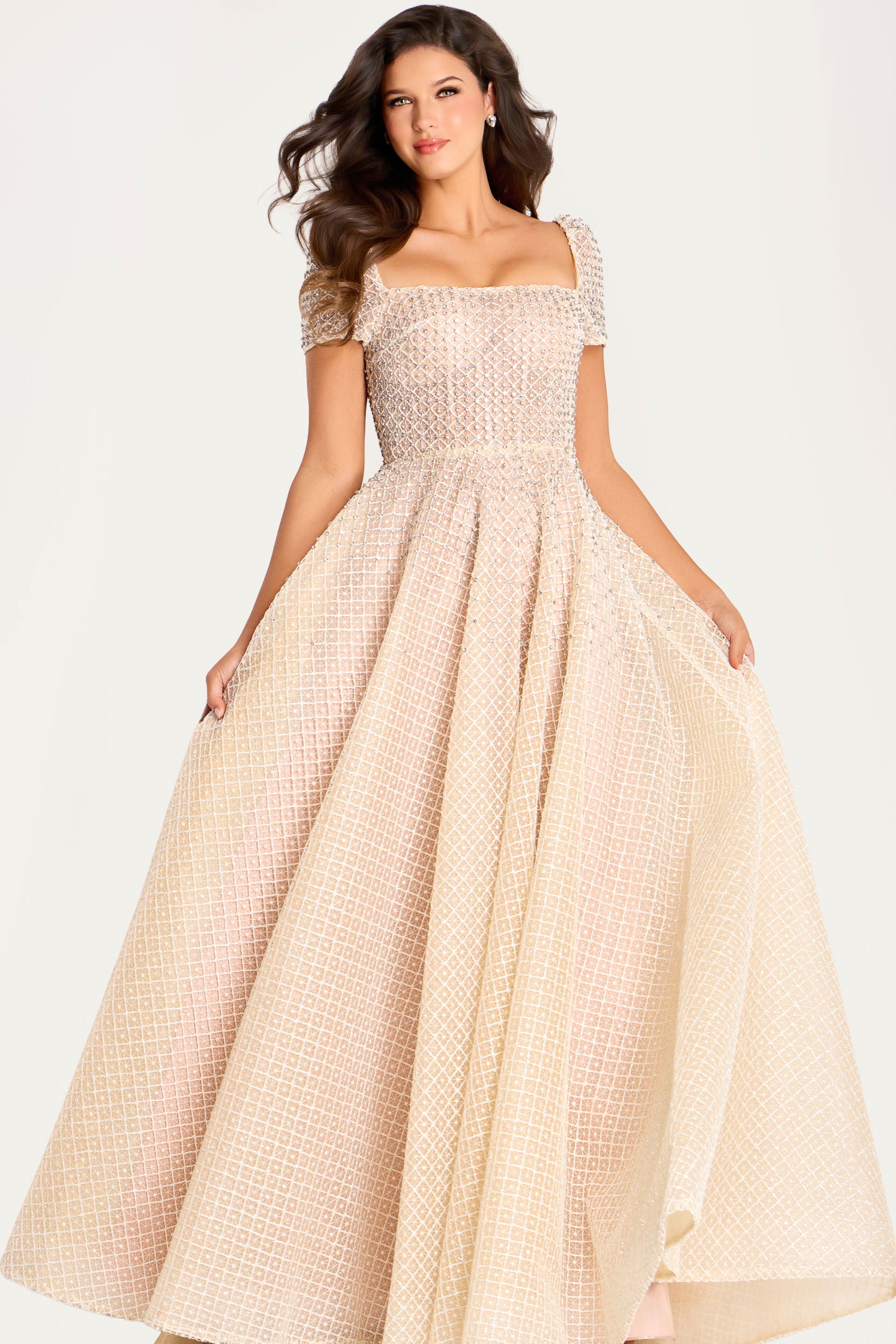 Mother of the Bride Dresses Long Formal Beaded Ball Gown Mother of the Bride Dress Jovani 45790 Nude