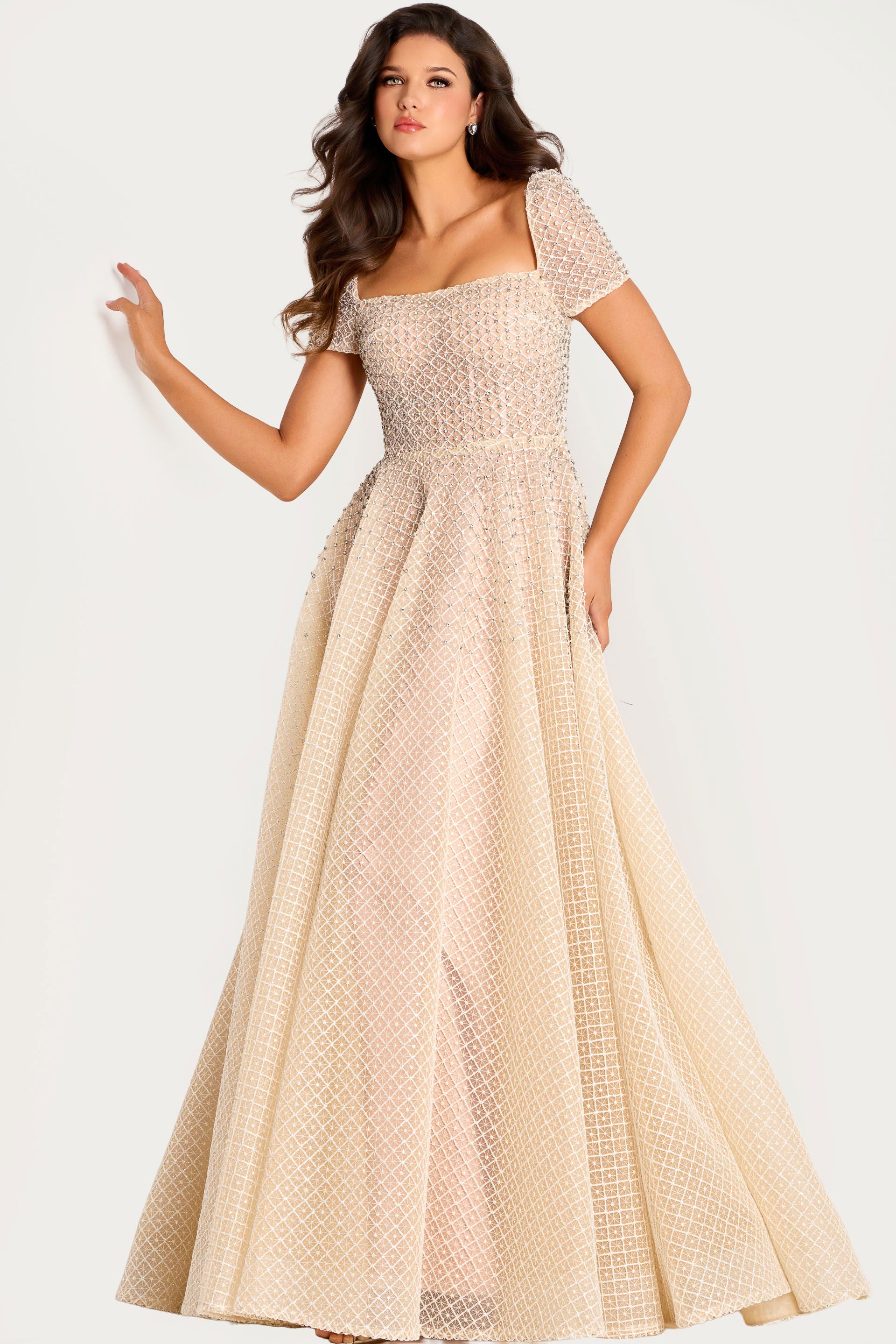 Mother of the Bride Dresses Long Formal Beaded Ball Gown Mother of the Bride Dress Jovani 45790 Nude