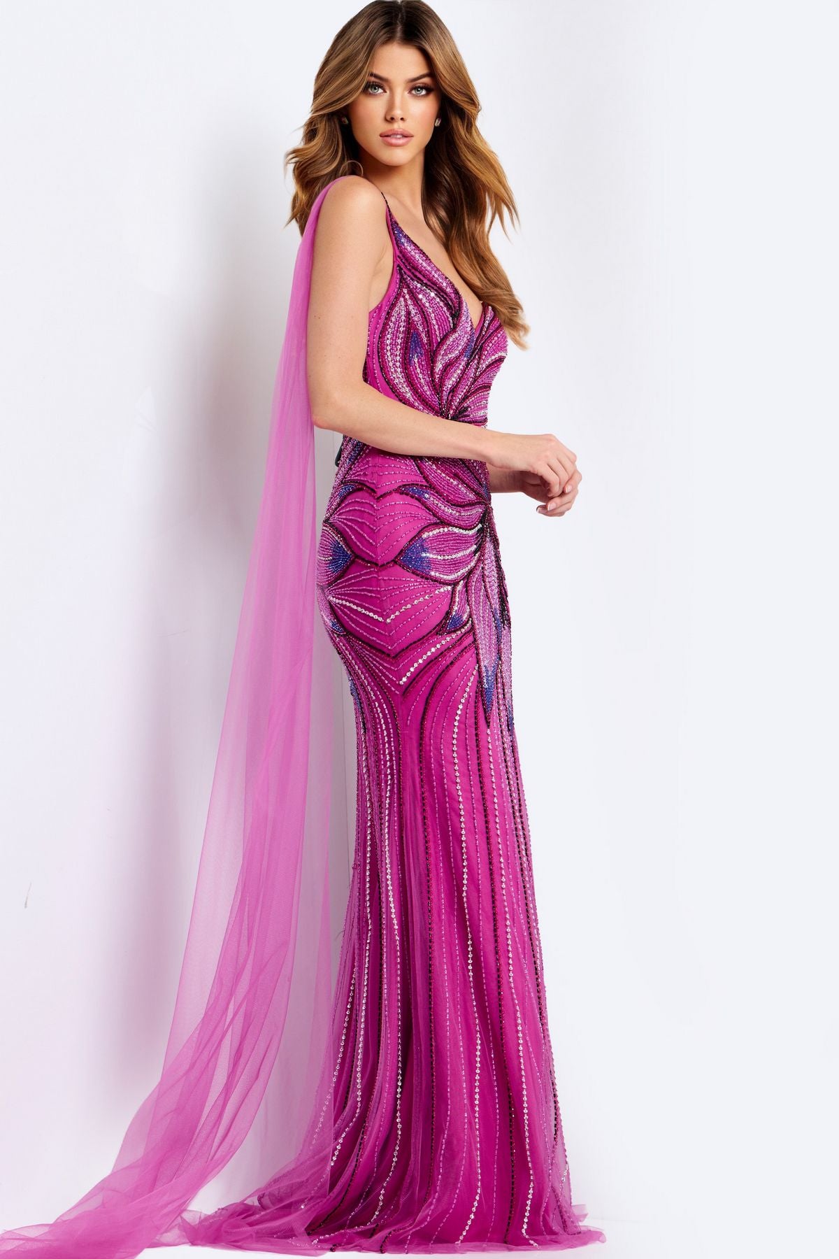 Prom Dresses Fitted Formal Long Beaded Prom Dress Lilac