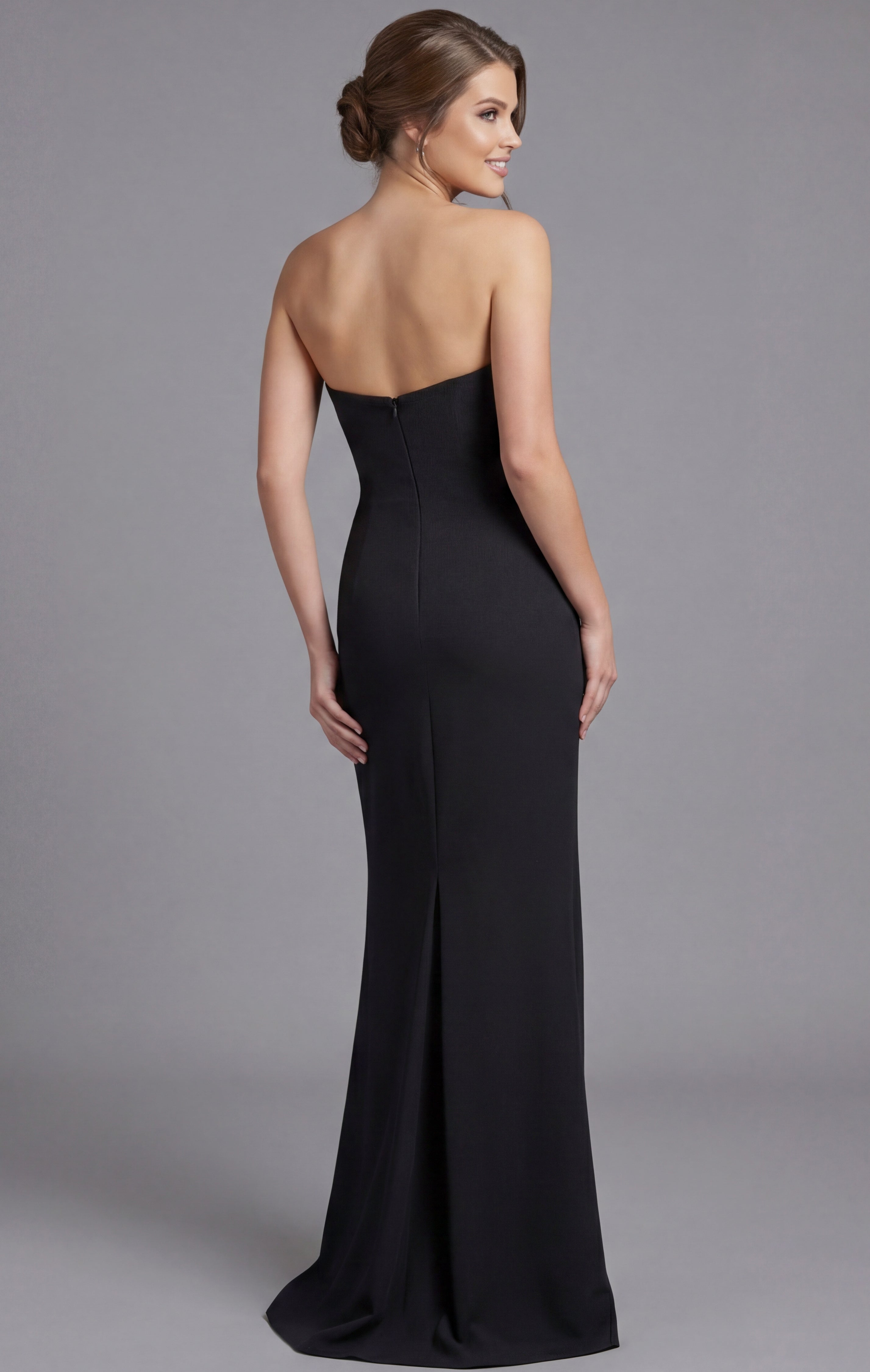 Black Strapless Floor-Length Crepe Prom Gown with Beaded Sweetheart Neckline Jovani 45925