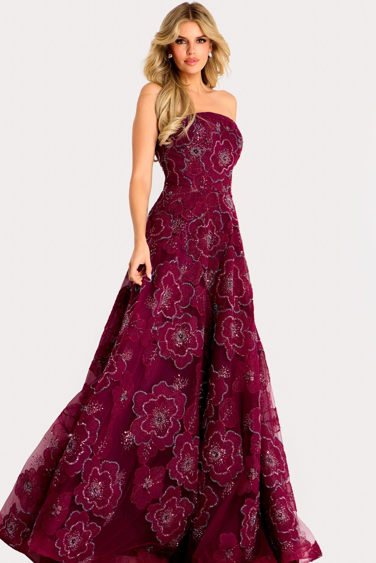 strapless open back dress Jovani 09040 - Long Scuba Sheath Dress main image 1