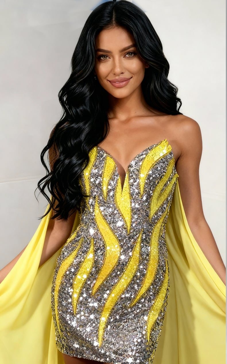 V-Neck Mini/Short Sequin Occasion Bodycon Jovani 46072