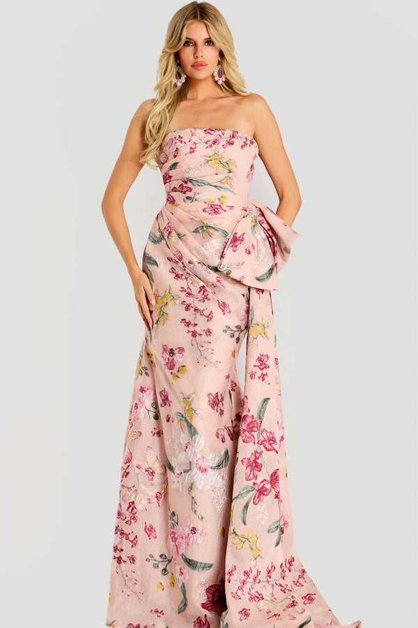 Floral Long Formal Pleated Prom Dress Jovani 46242