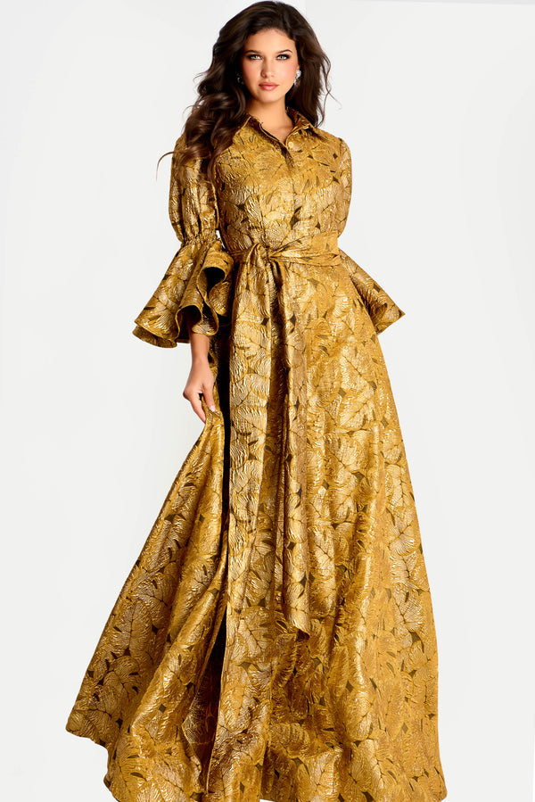 Long Prom Formal Metallic A Line Dress Jovani 46287