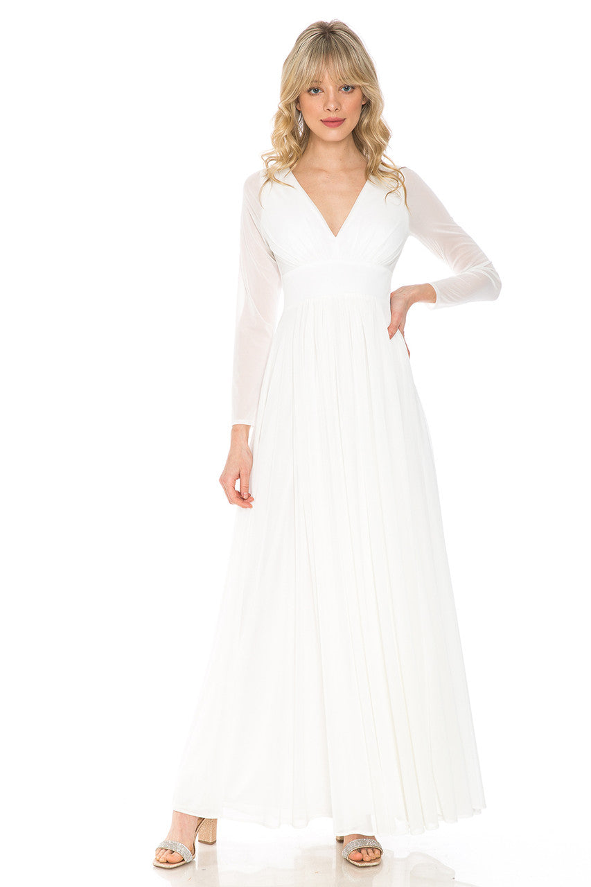 Wedding Dresses Bridal Long Sleeve Wedding Dress Lenovia 5234 Ivory