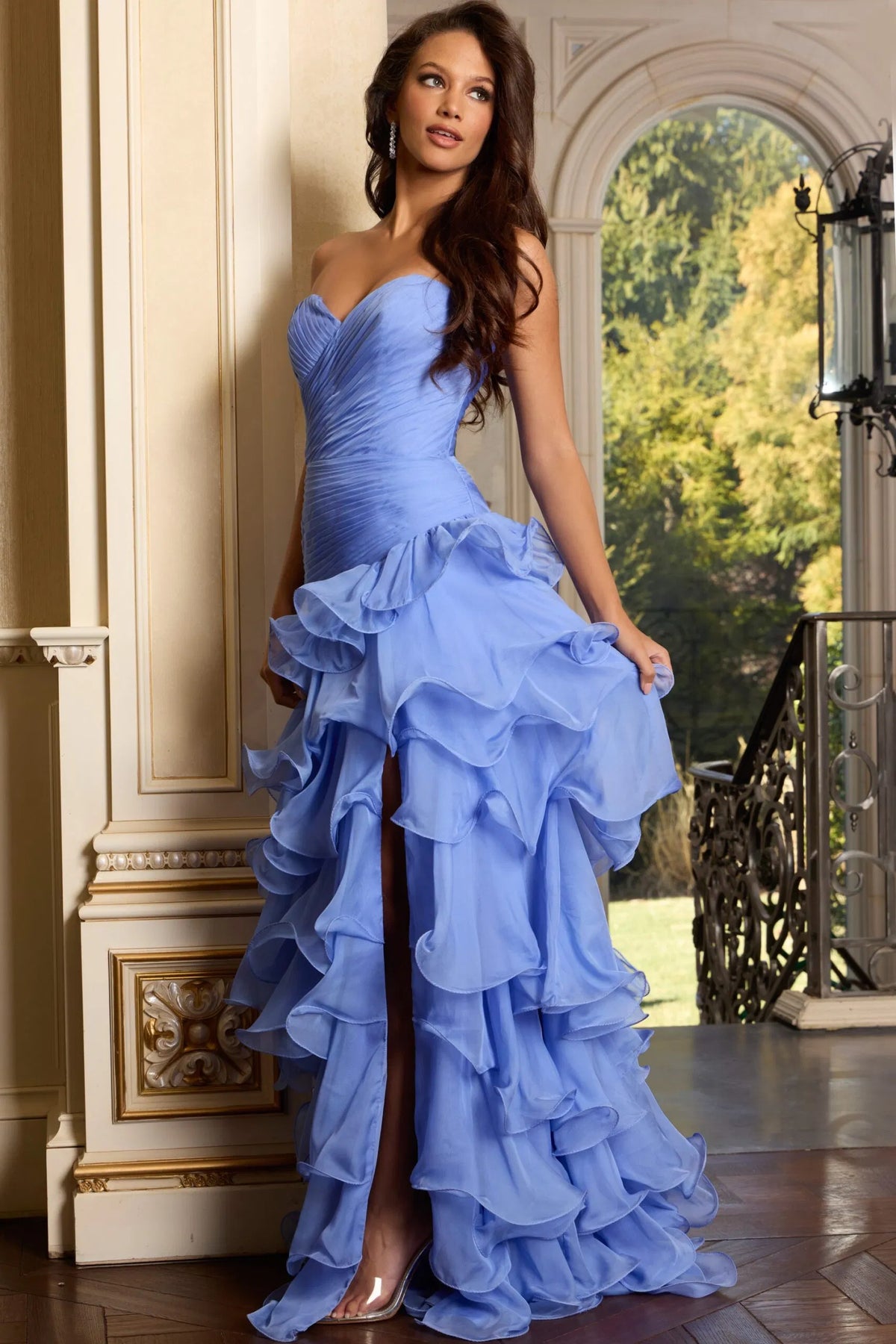 Prom Dresses Long Formal Ruffle Fitted Prom Dress Periwinkle
