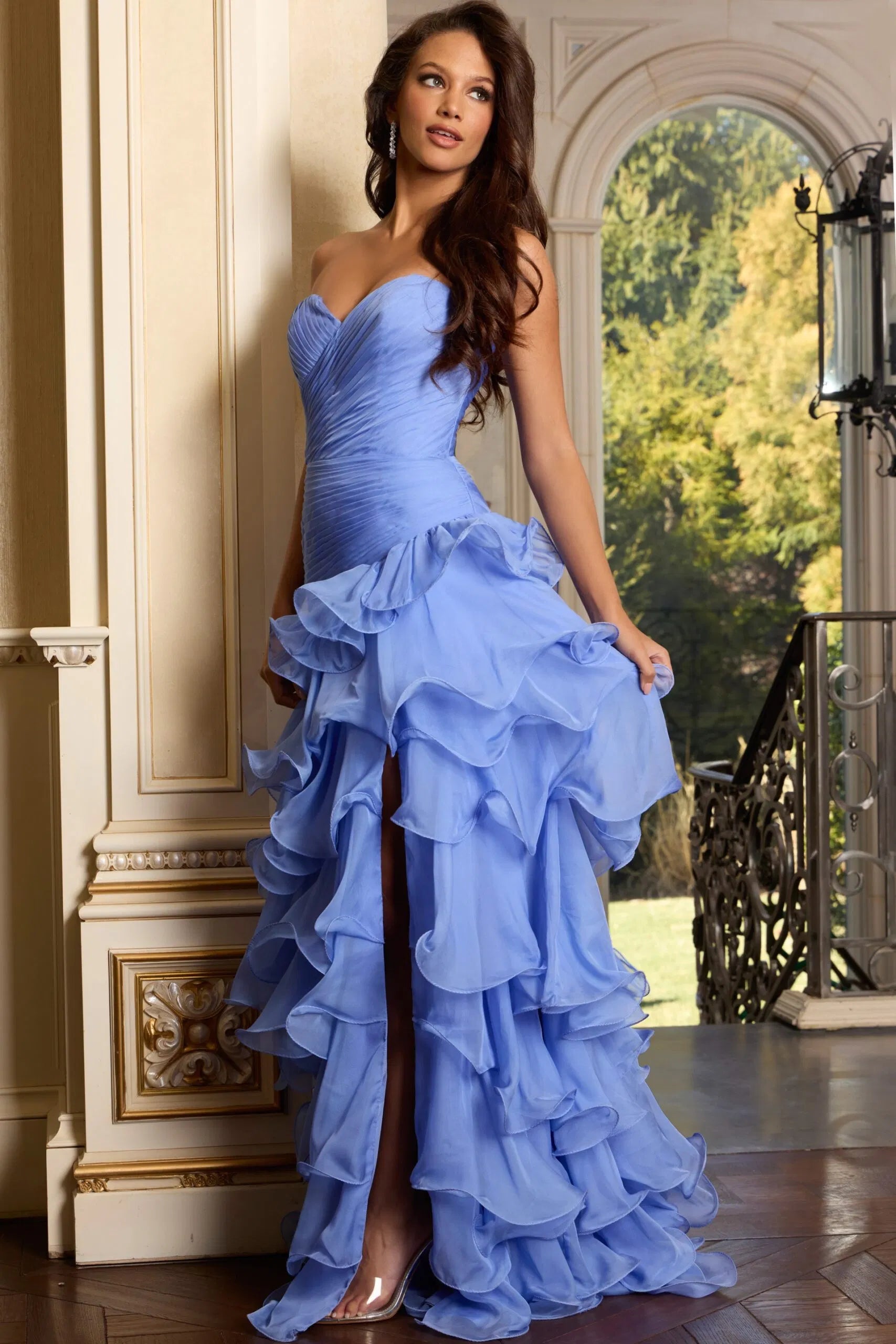 Prom Dresses Long Formal Ruffle Fitted Prom Dress Periwinkle