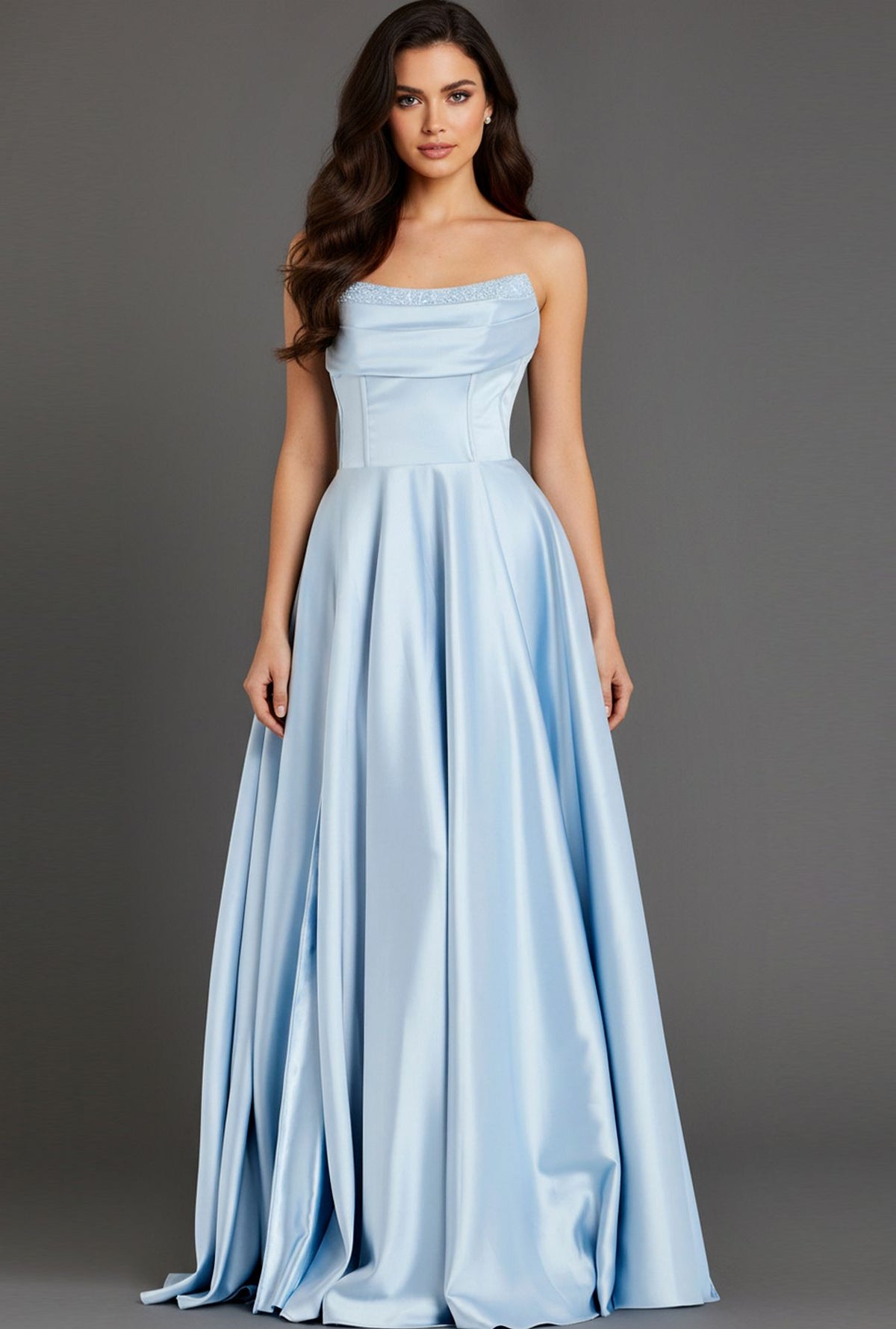Prom Dresses Corset Fitted Ball Gown Formal Long Prom Dress Light-Blue