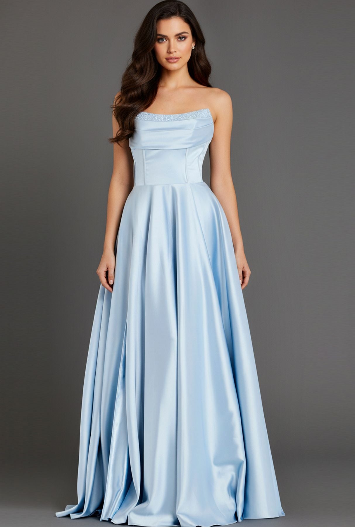 Prom Dresses Corset Fitted Ball Gown Formal Long Prom Dress Light Blue