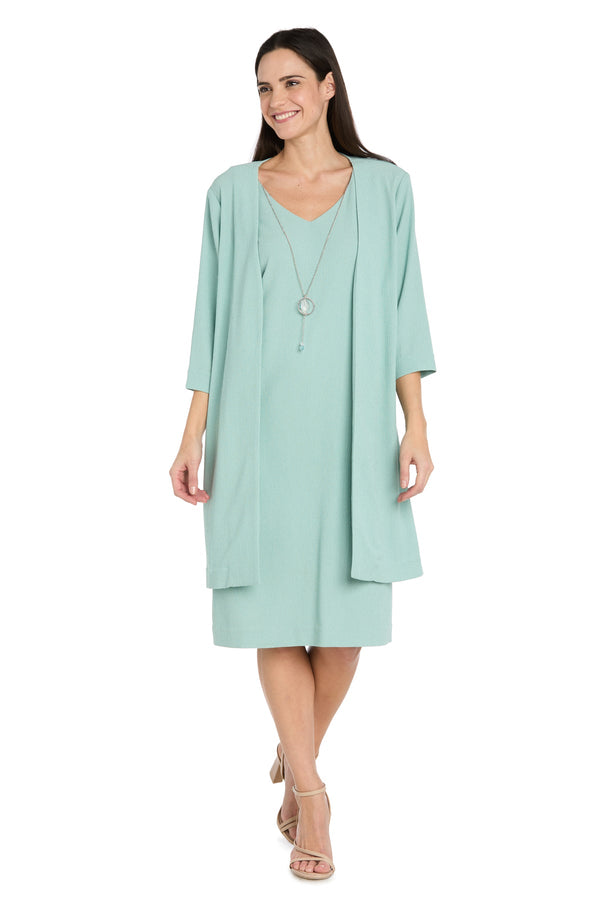 V-Neck Knee Length Jacket Dress by R&M Richards 4650