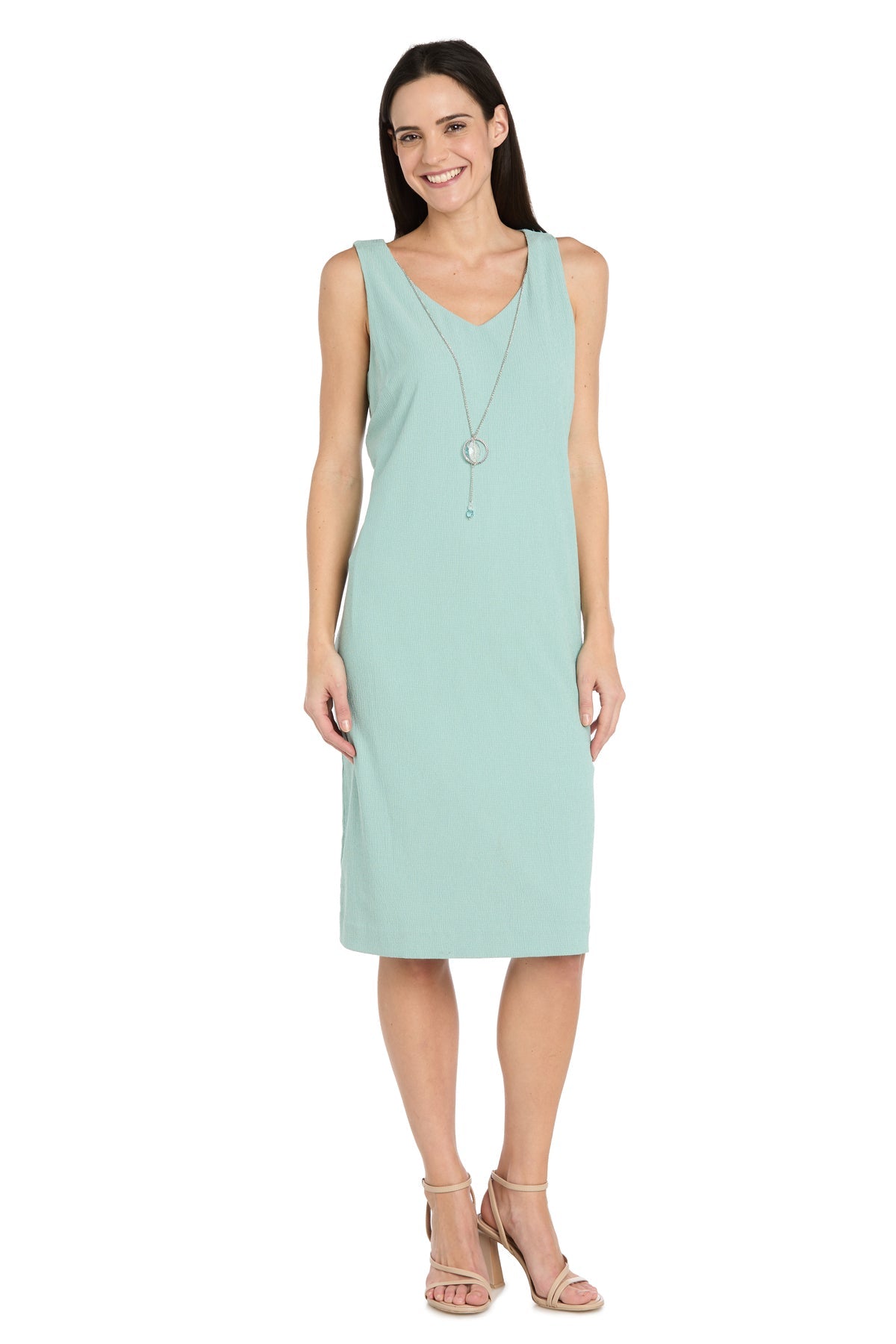 V-Neck Knee Length Jacket Dress by R&M Richards 4650 in Sage