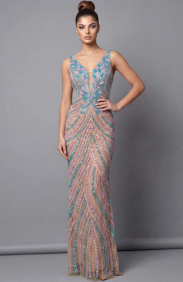 Beaded Long Formal Fitted Evening Dress Jovani 46515