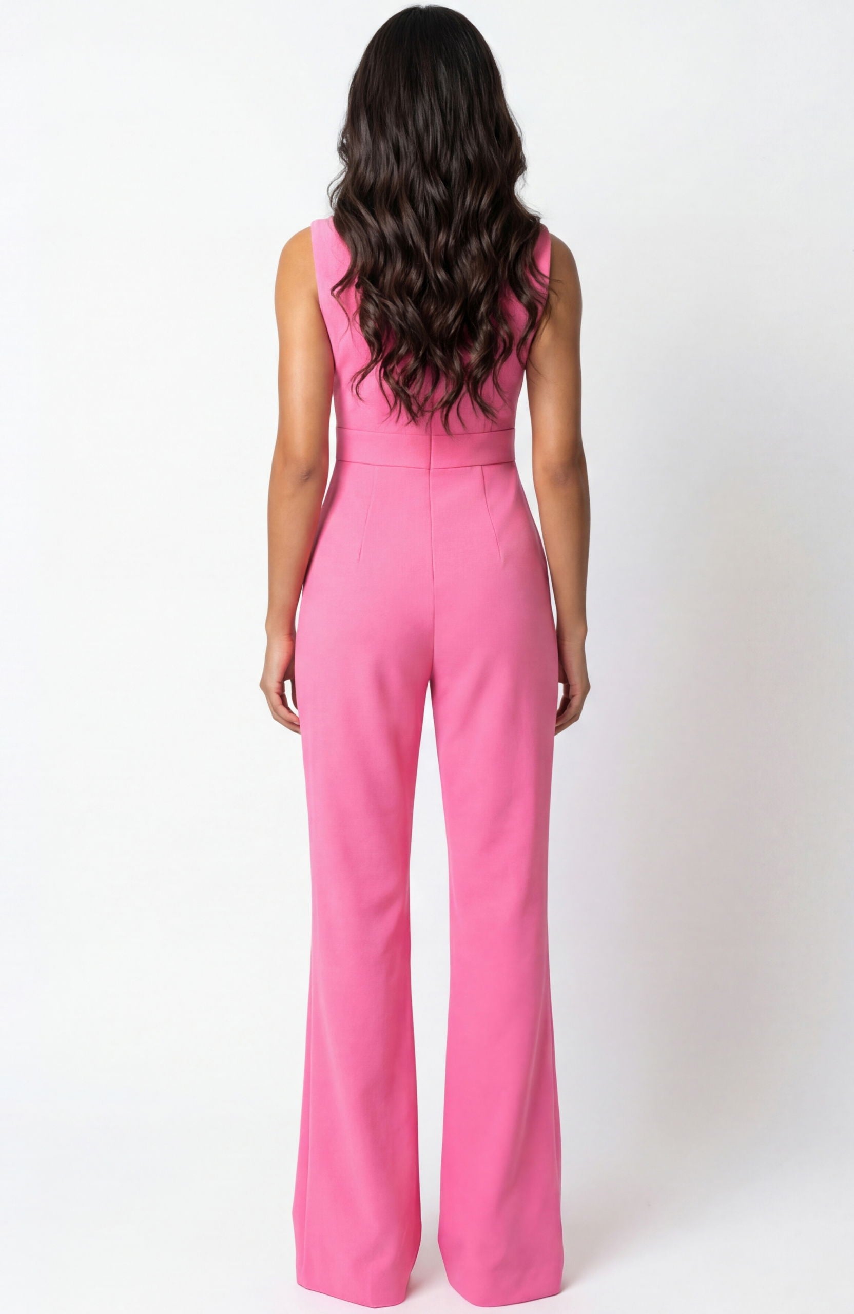 Jumpsuit Long Formal Fitted Jumpsuit Jovani 46591 Neon Hot Pink/ White