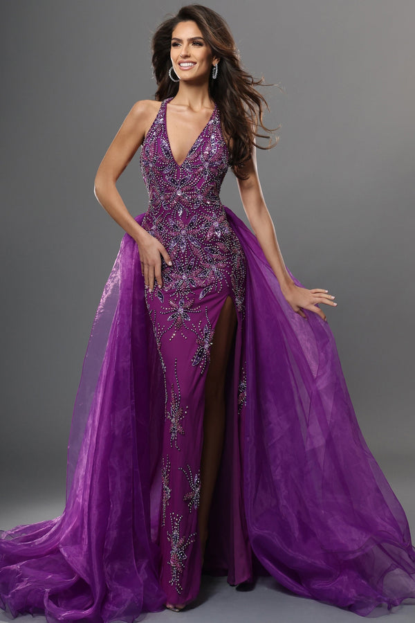 Halter Floor-Length Tulle Evening Sheath Jovani 46621