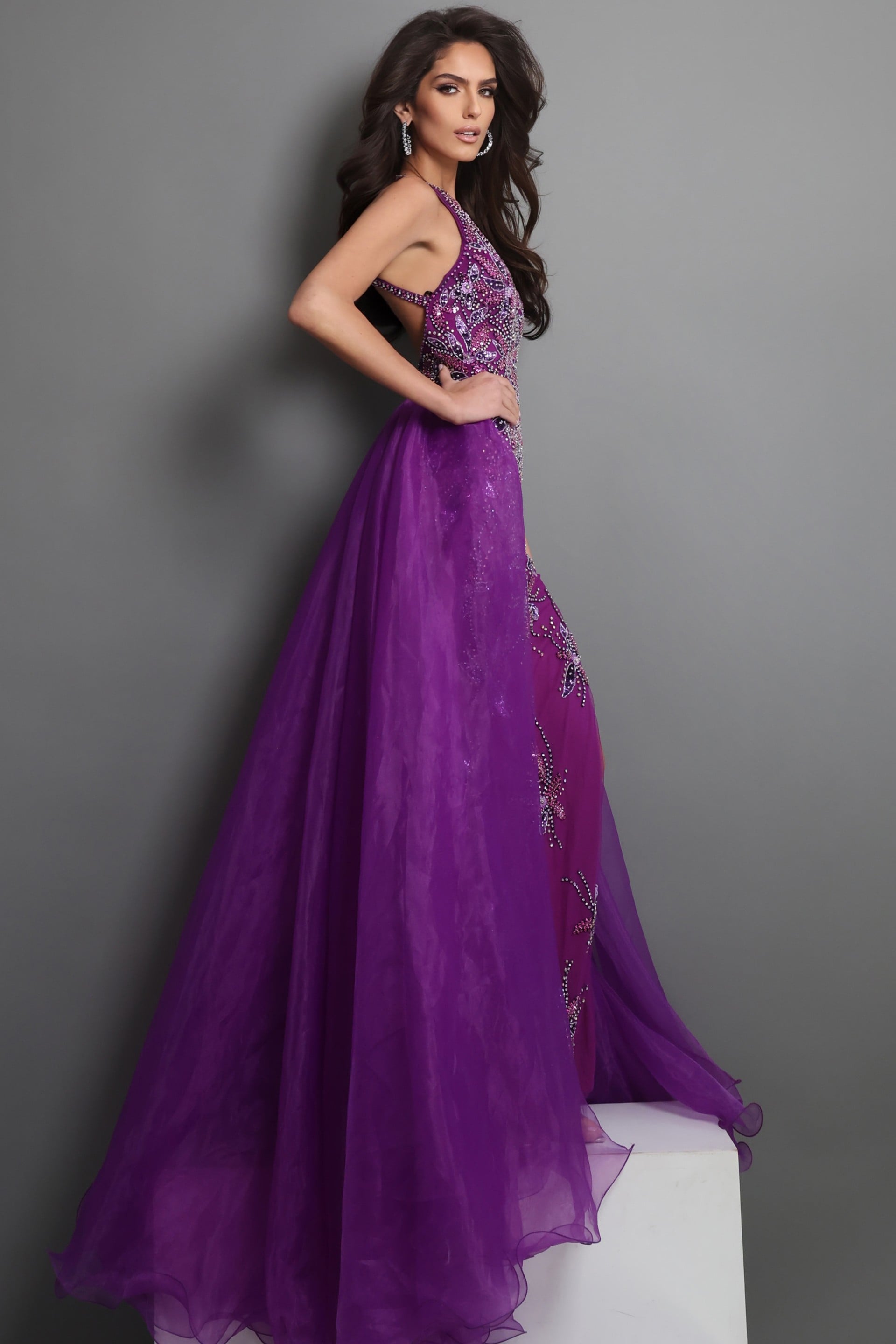 Halter Floor-Length Tulle Evening Sheath Jovani 46621